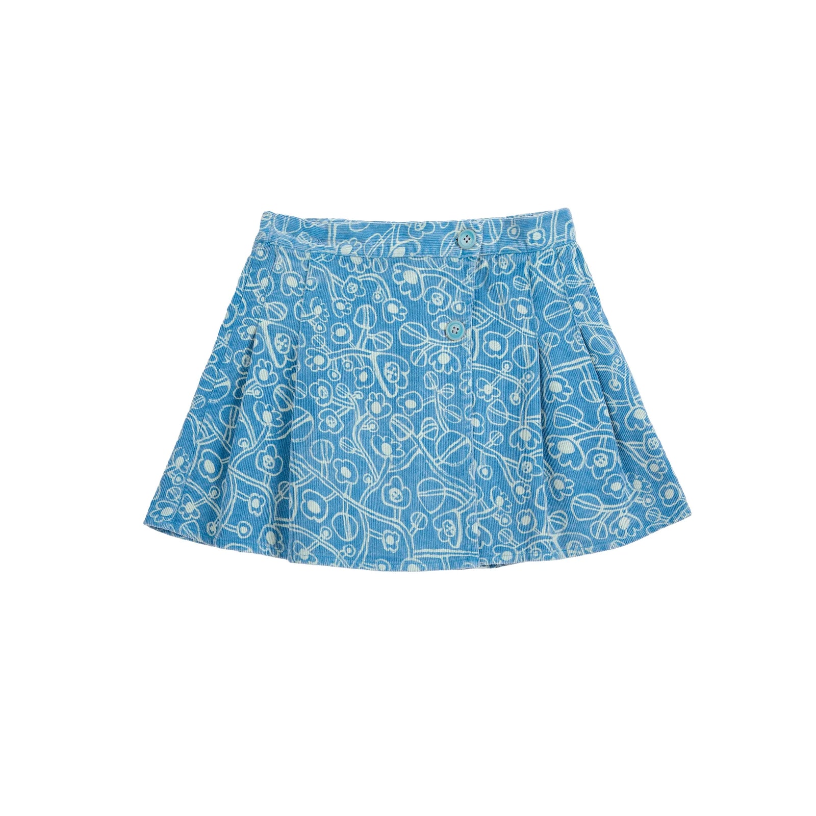 Sketchy Flowers All Over Corduroy Skirt