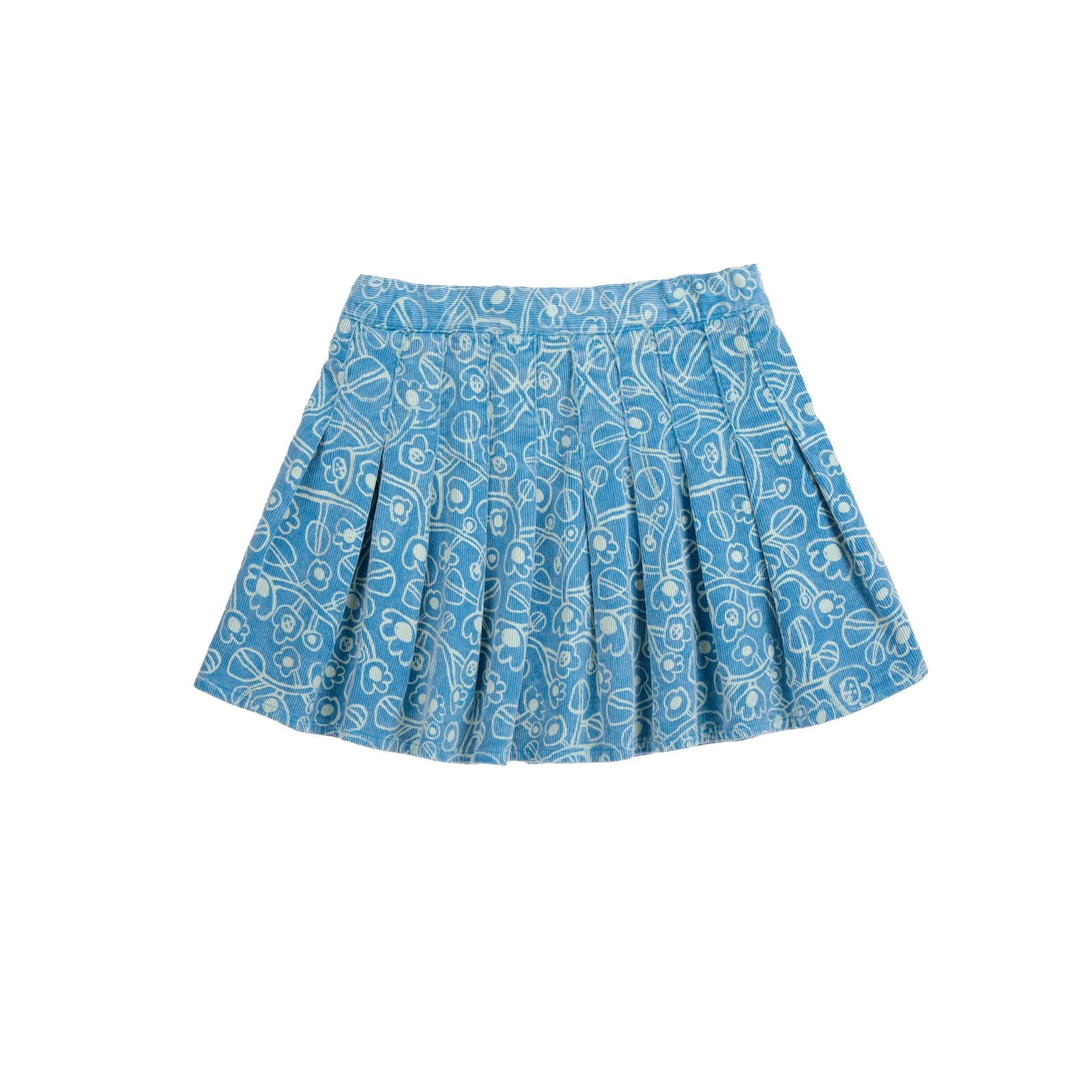 Sketchy Flowers All Over Corduroy Skirt