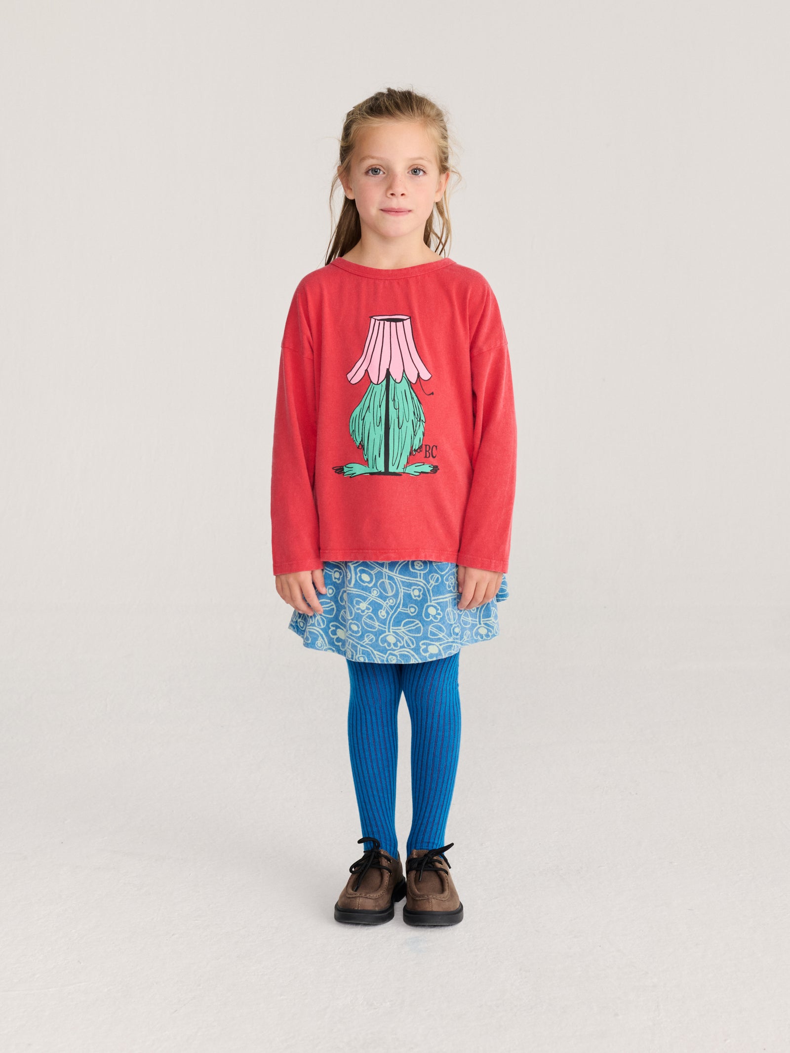 Sketchy Flowers All Over Corduroy Skirt