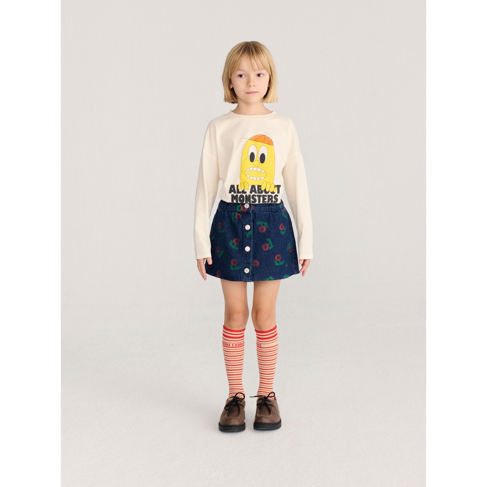 Stamp Bloom All Over Denim Skirt