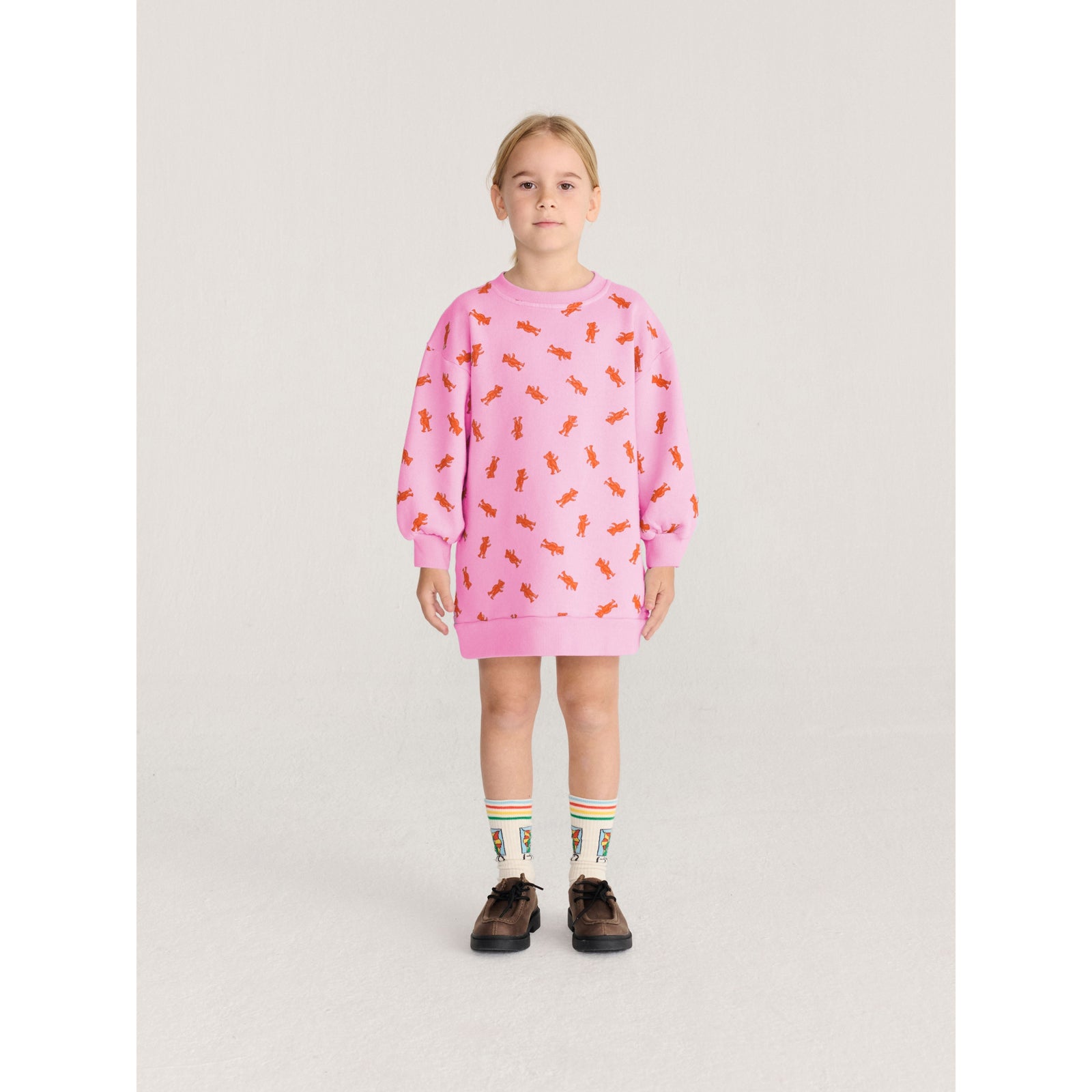 Bobo Choses Softpaw Monster All Over Sweatshirt Dress, All About Monsters collection, view 2