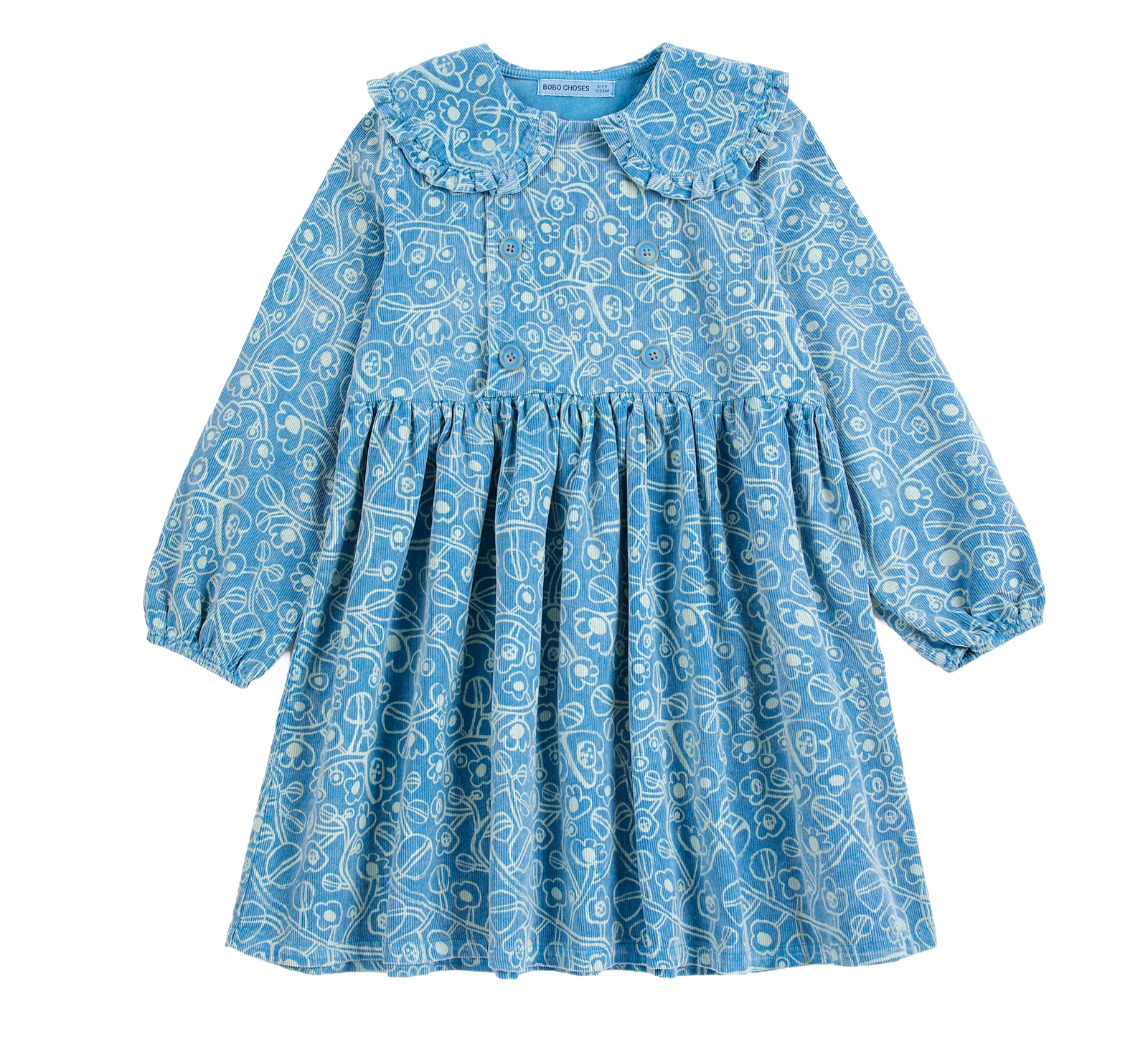 Sketchy Flowers All Over Corduroy Dress