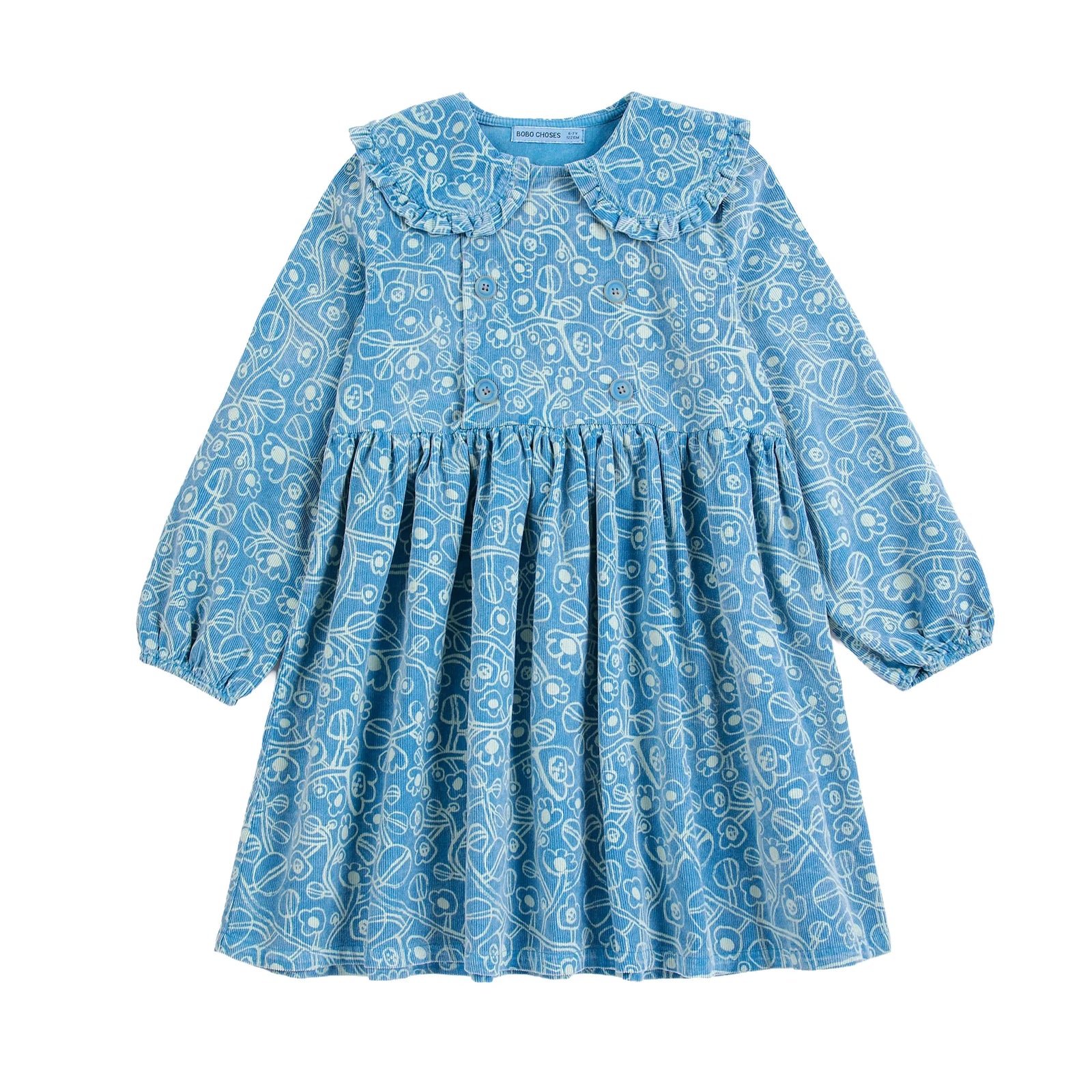 Sketchy Flowers All Over Corduroy Dress