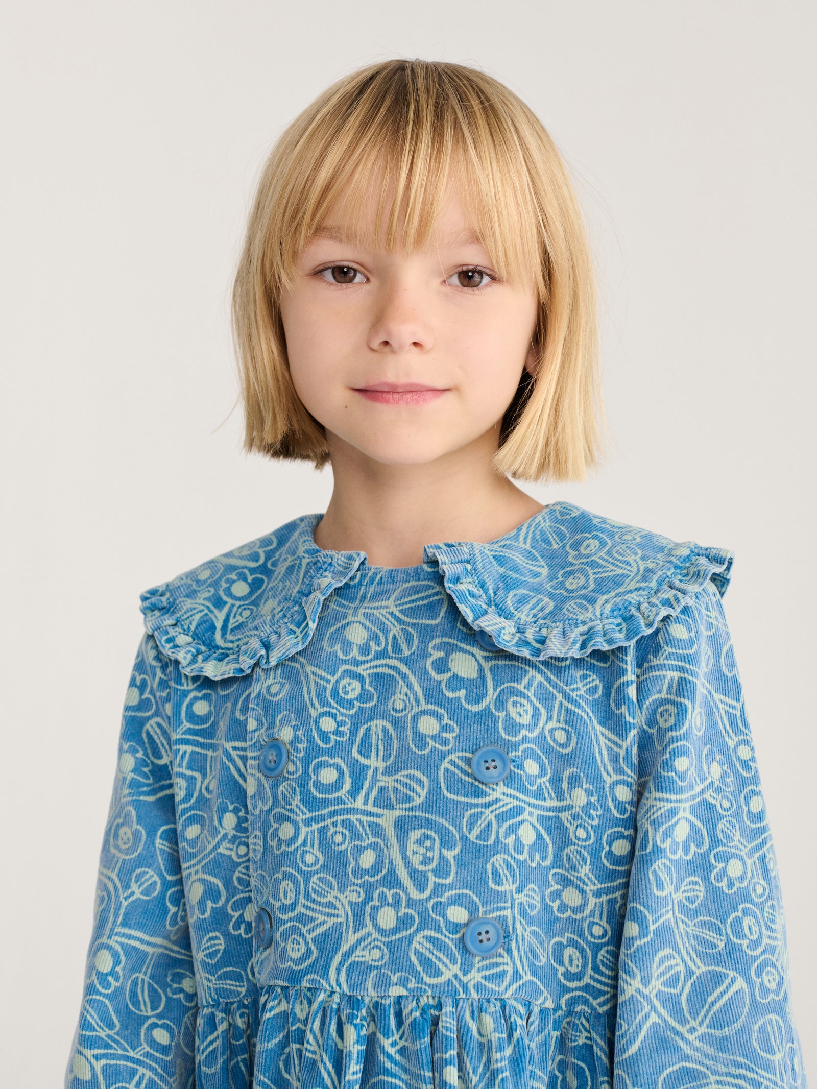 Sketchy Flowers All Over Corduroy Dress