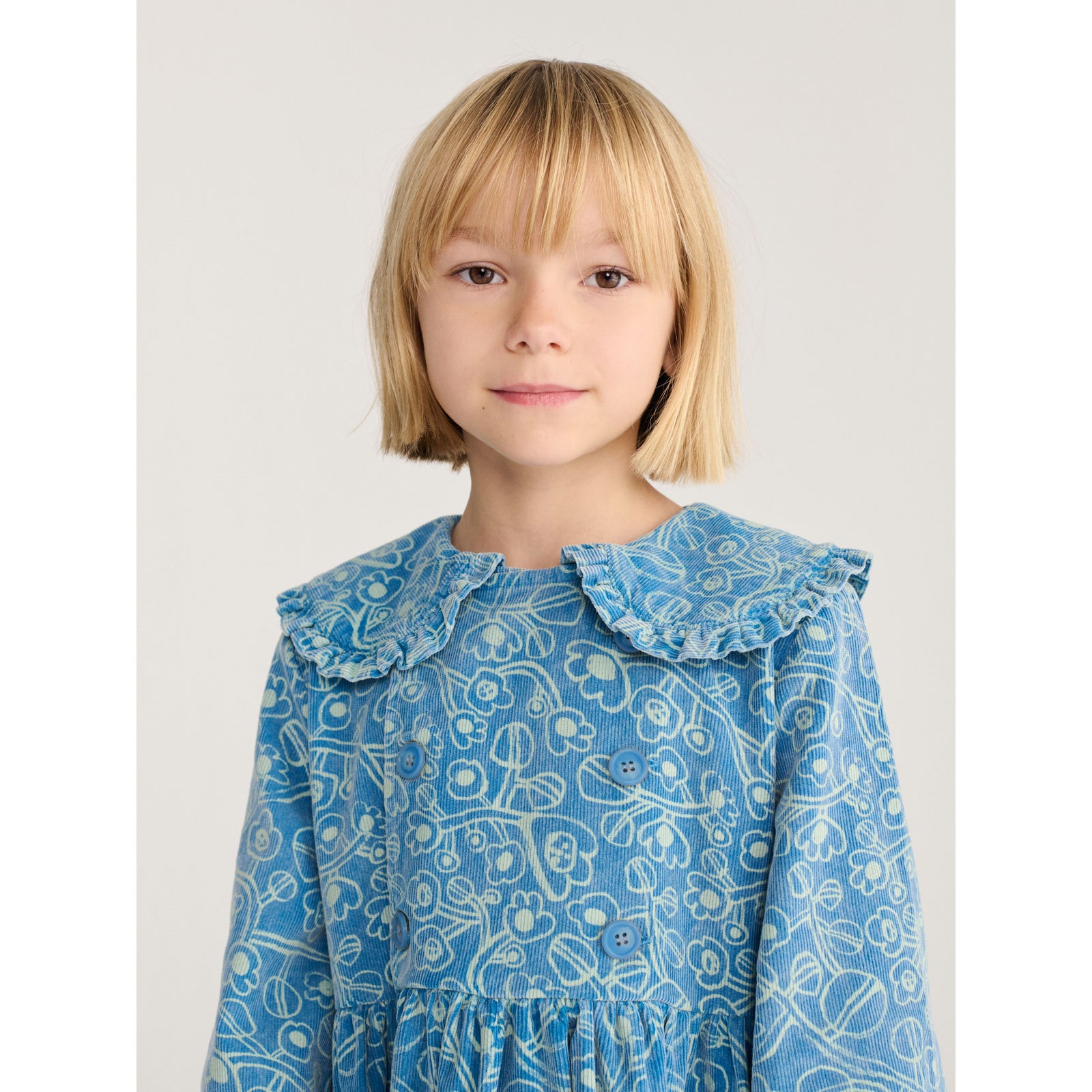 Sketchy Flowers All Over Corduroy Dress