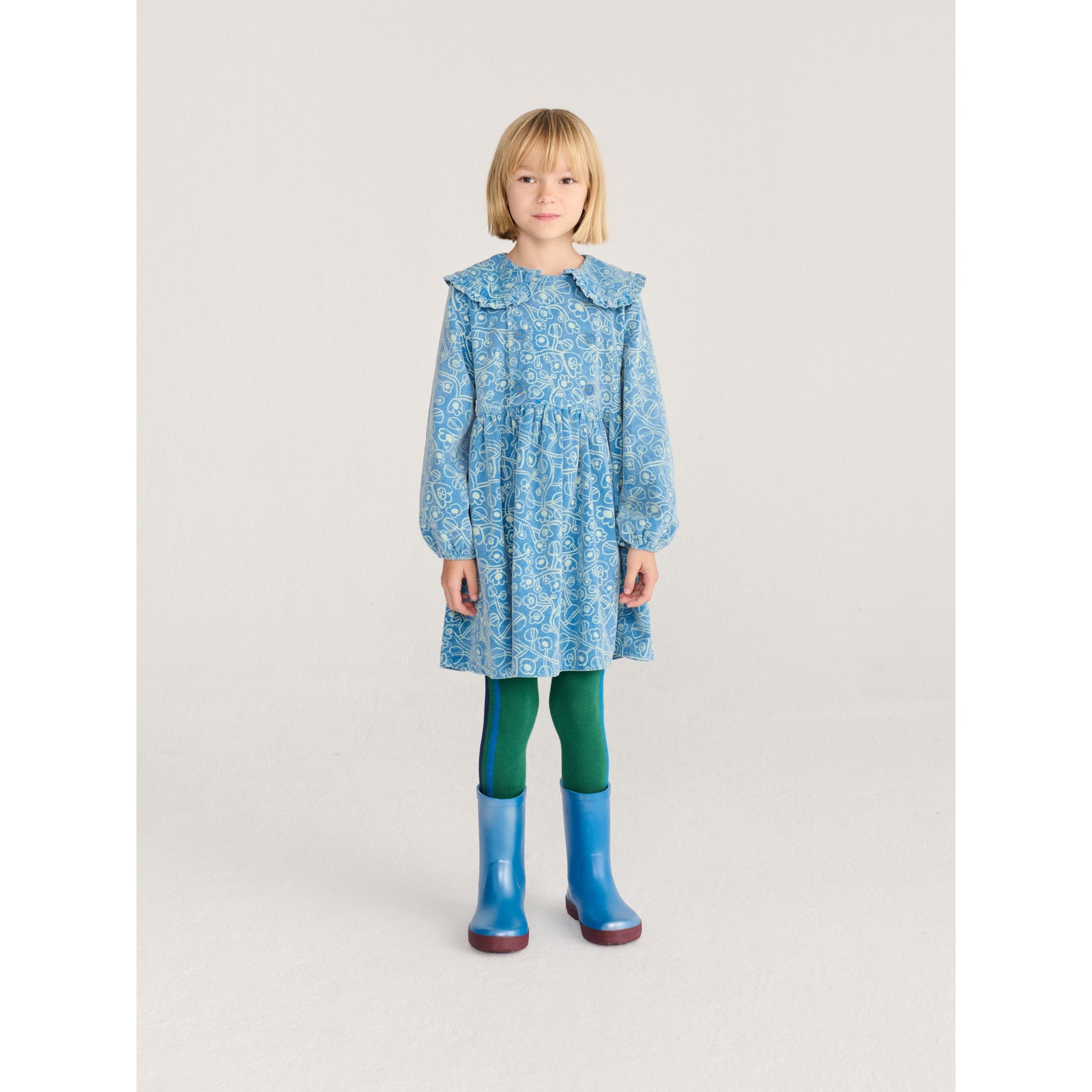 Sketchy Flowers All Over Corduroy Dress