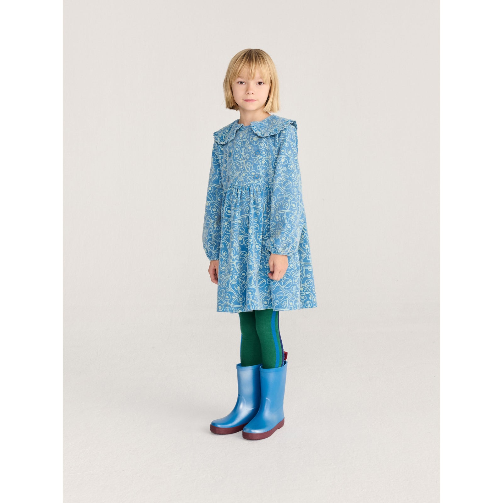 Sketchy Flowers All Over Corduroy Dress