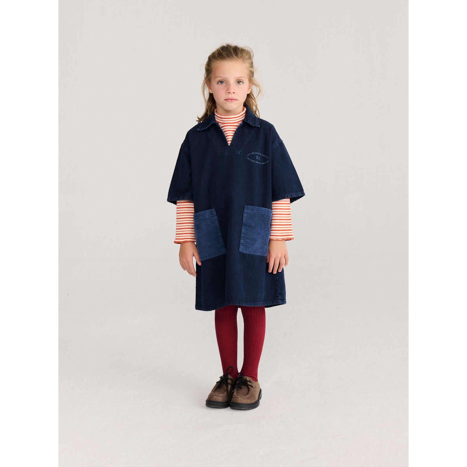 Bobo Choses Mystery Bc Denim Dress, All About Monsters collection, view 2