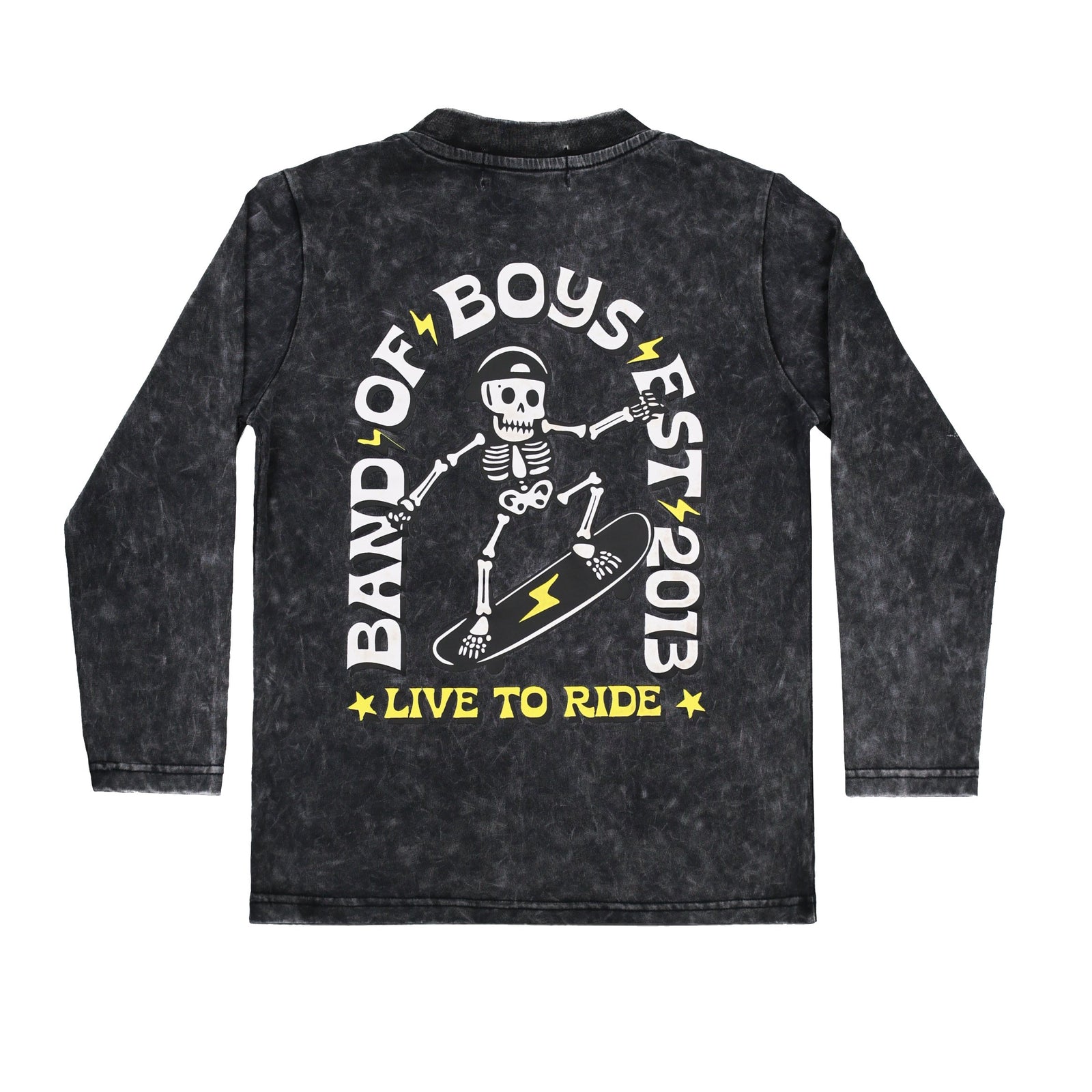 Black Wash Bones Skate LS Tee
