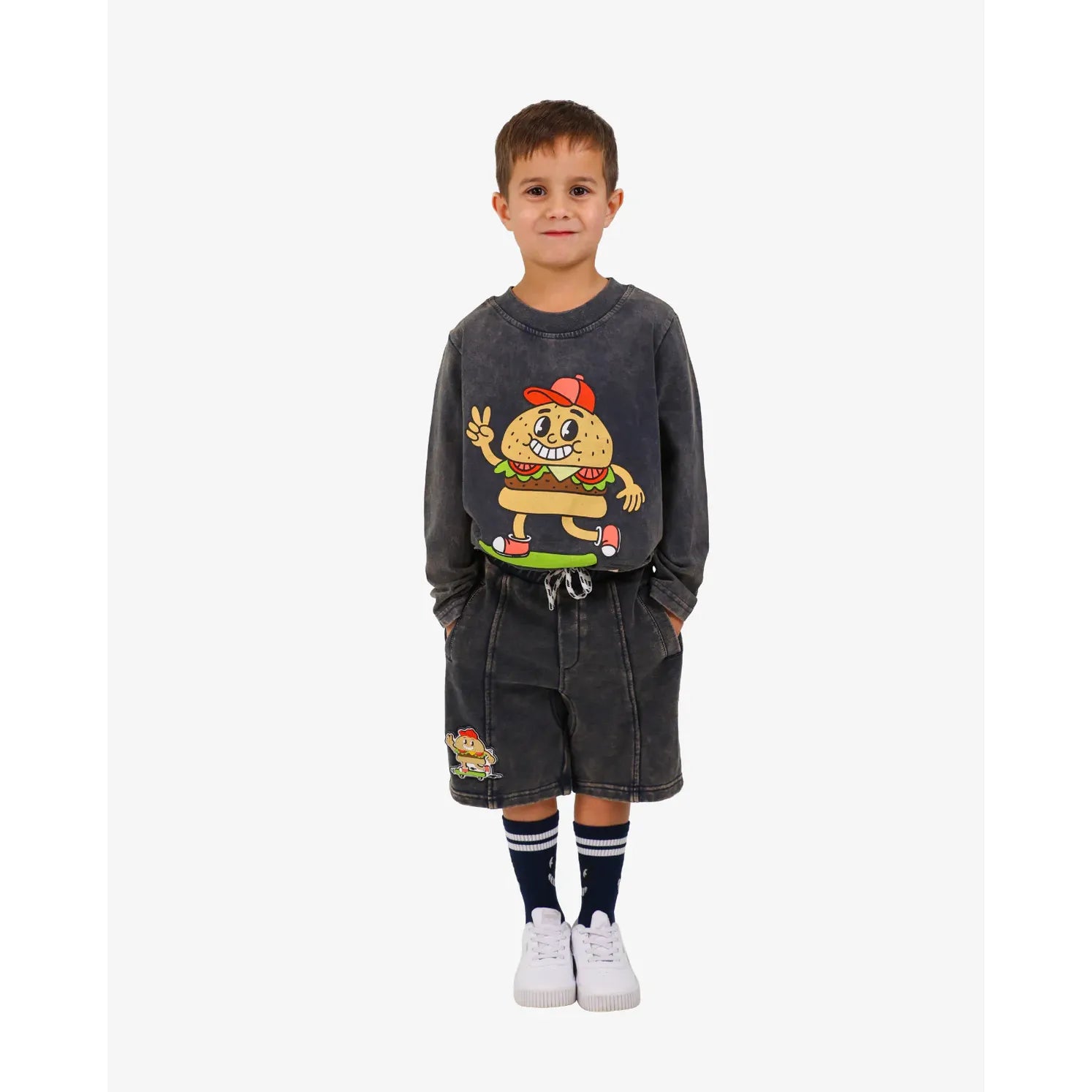 Navy Wash Burger Shorts