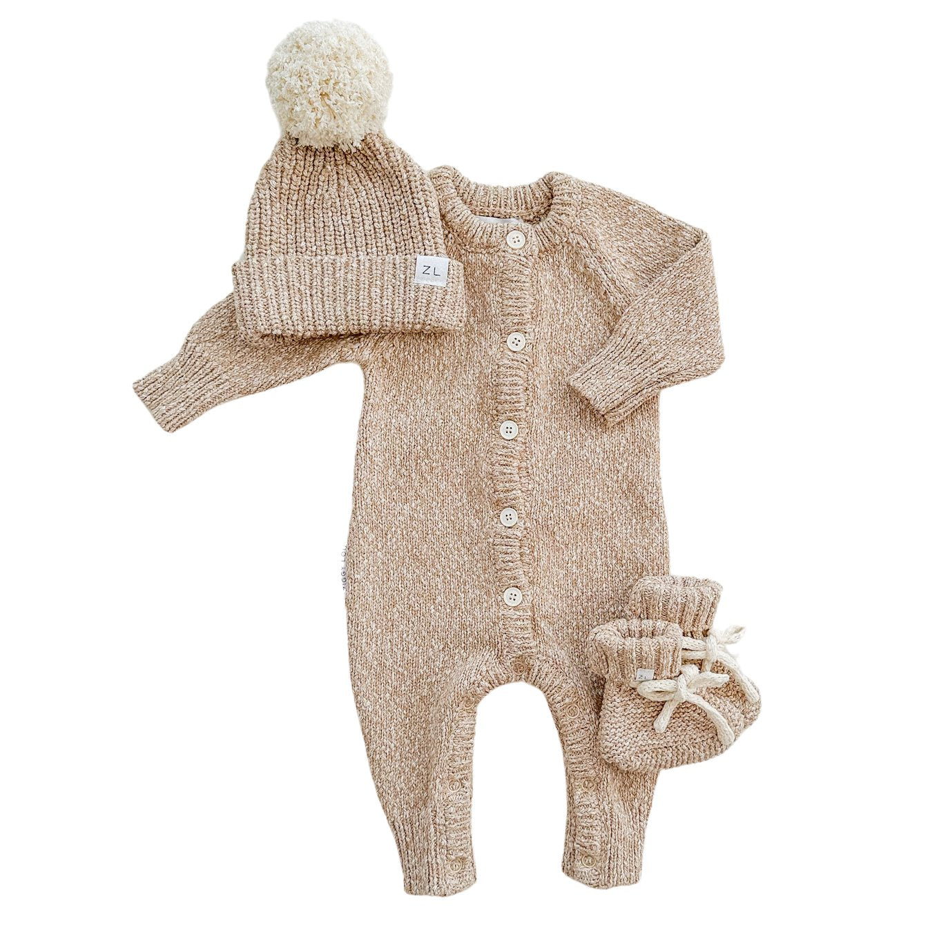 Classic Knit Romper Almond