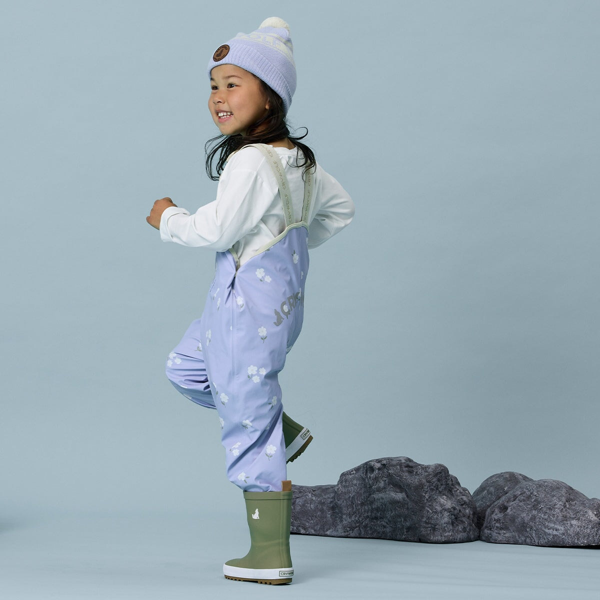 Rain Overalls Floral Periwinkle