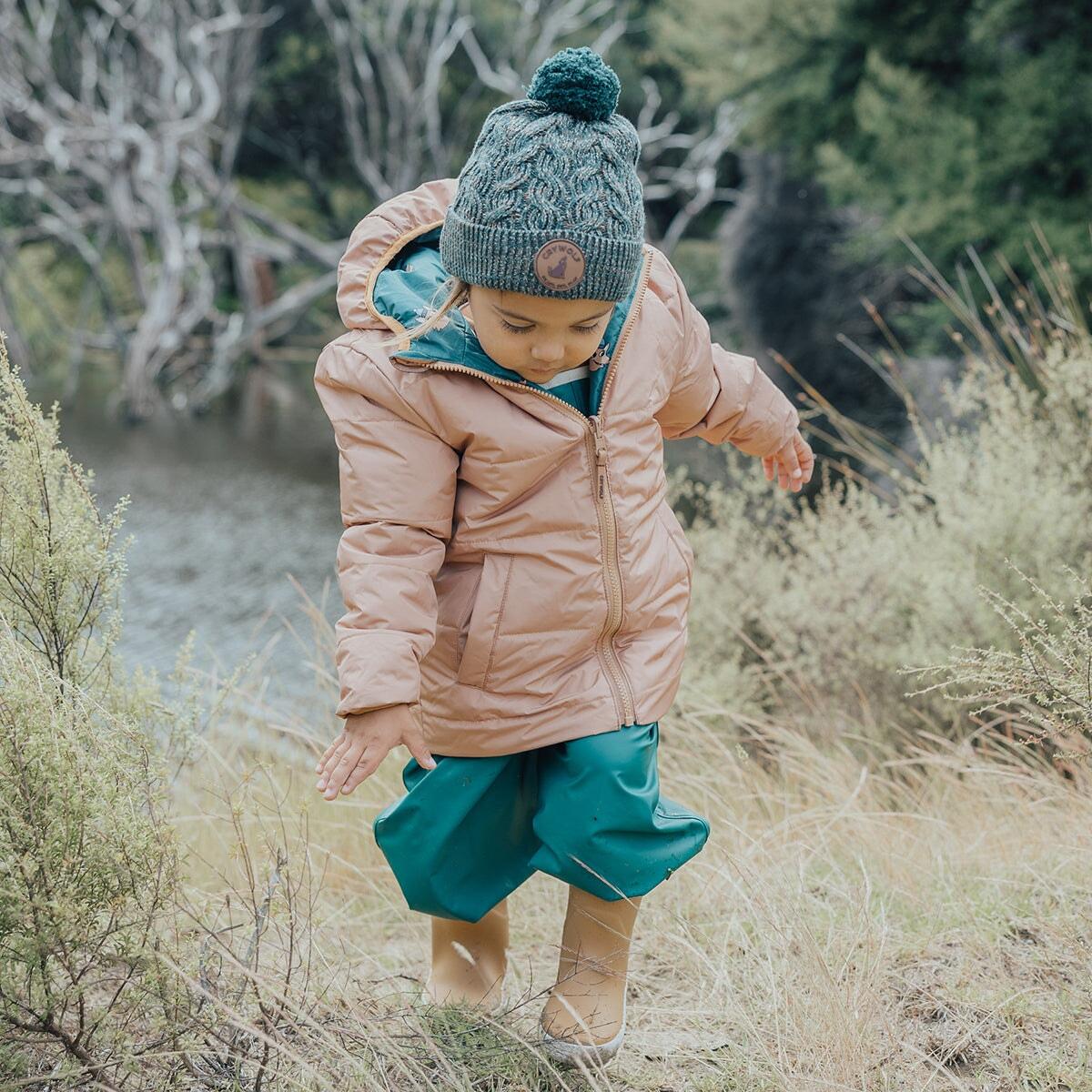 Reversible Eco Puffer Terracotta Wolf