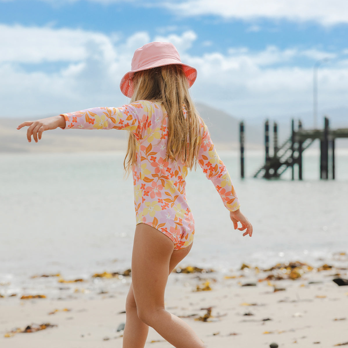 Crywolf Long Sleeve Swimsuit - Hibiscus Daze