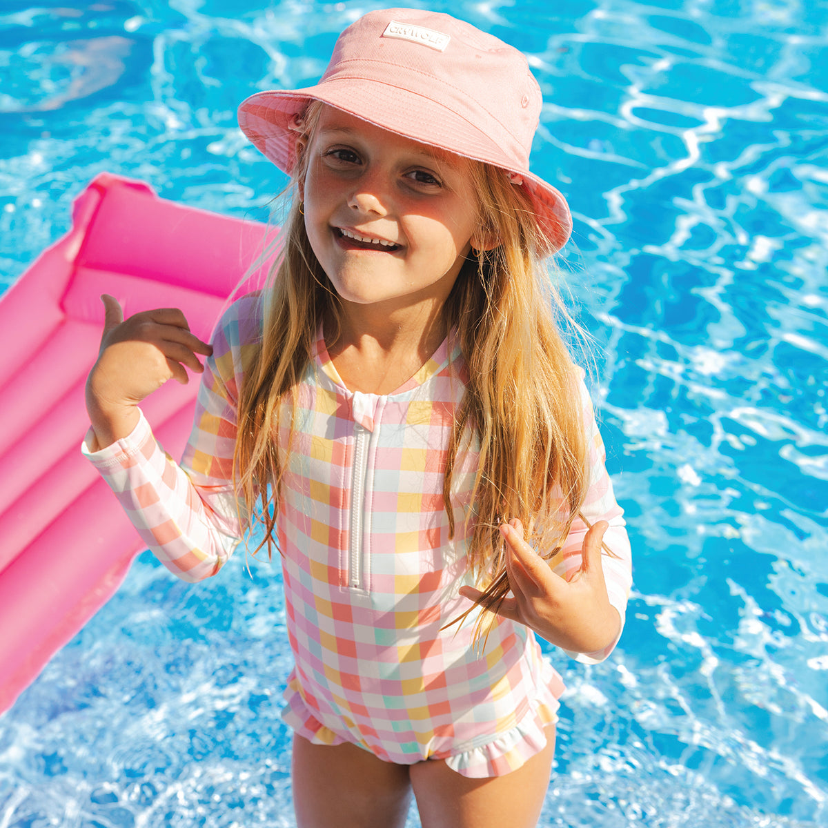 Crywolf Long Sleeve Swimsuit - Pop Gingham