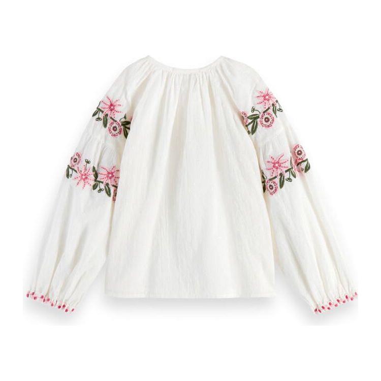 Long-Sleeved Floral Embroidered Shirt - Vanilla Ice