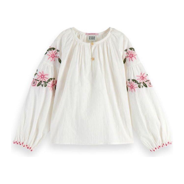 Long-Sleeved Floral Embroidered Shirt - Vanilla Ice