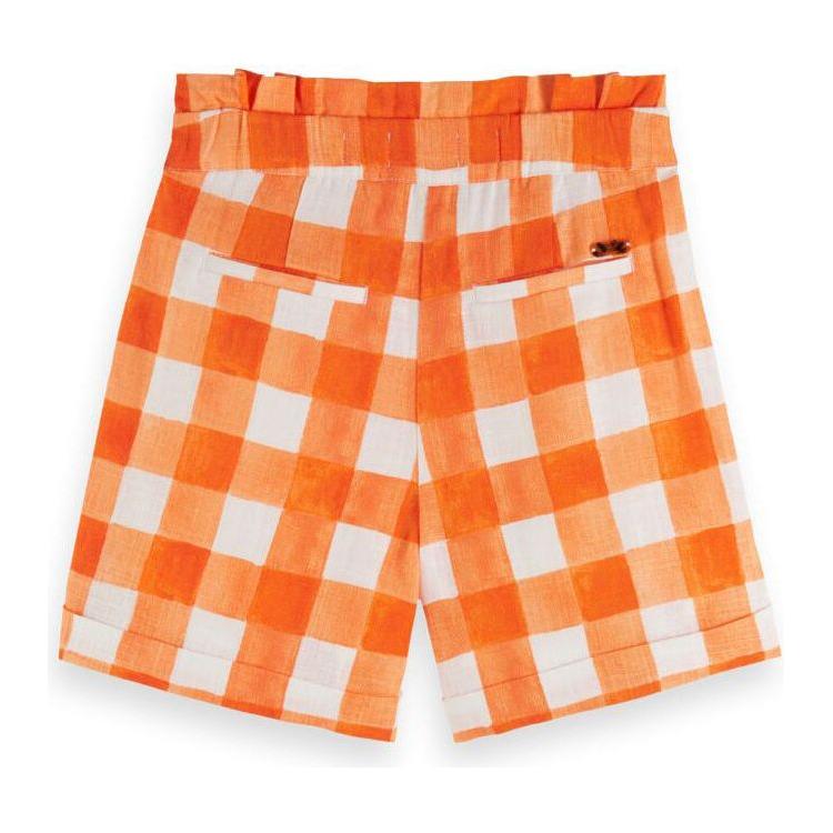 Checked Linen Blend Shorts