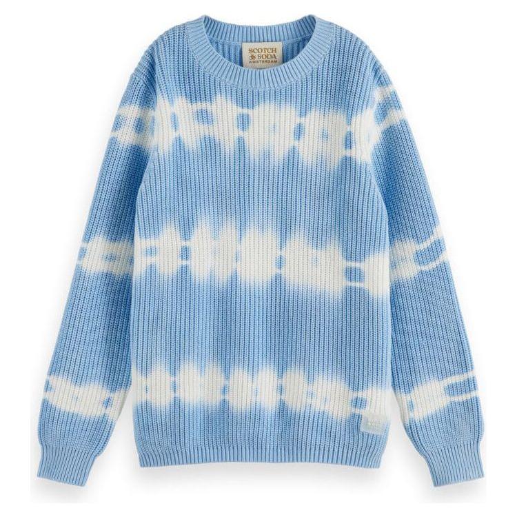 Tie-Dye Rib Knit Organic Cotton Sweater - Cornflower