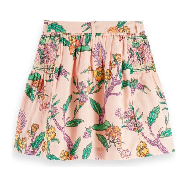 All-Over Printed Smock Detail Skirt