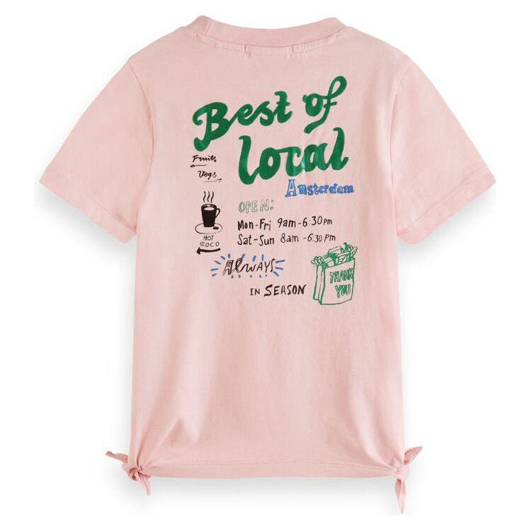 Artwork & Knotted Hem Organic Cotton T-Shirt - Blush