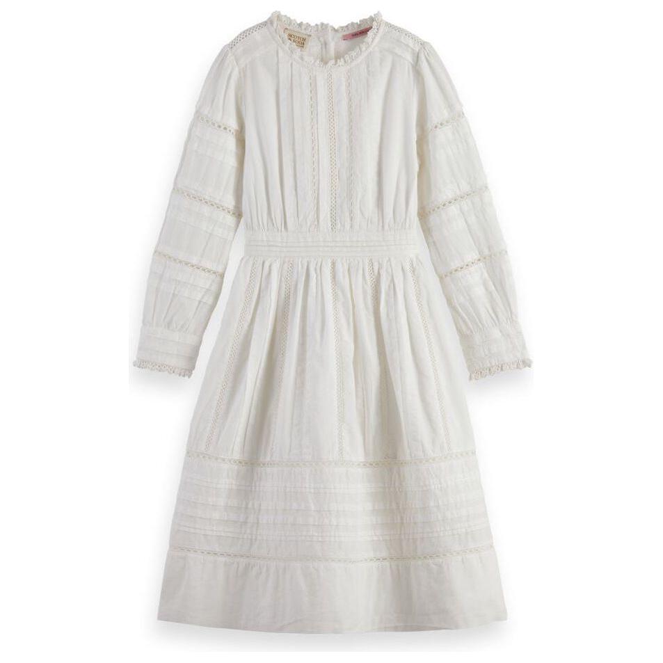 Long-Sleeved Organic Cotton Midi Dress - Off White