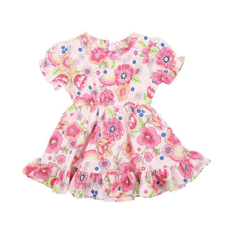 Retro Rainbow Print Dress