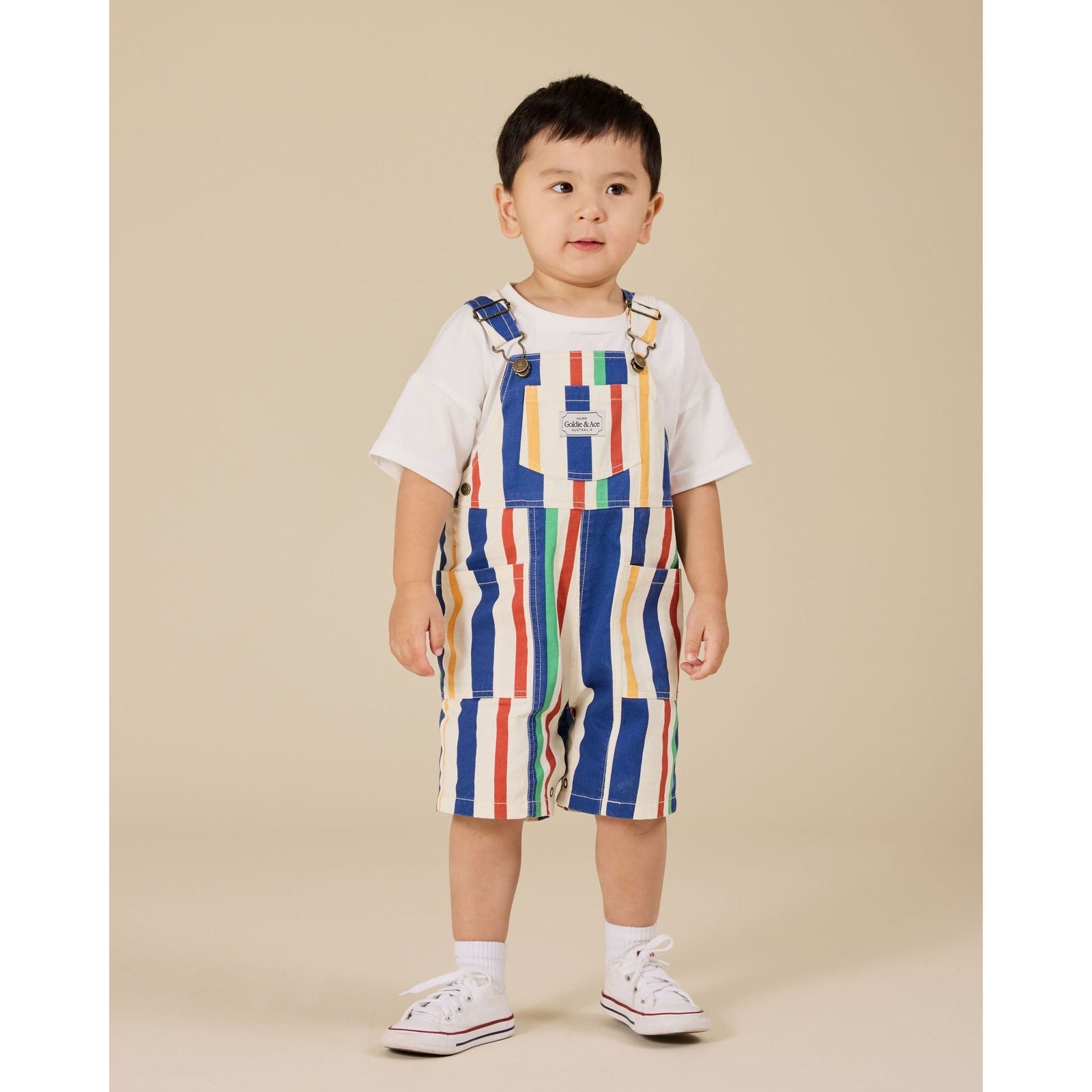 90S Bold Stripe James Denim Pocket Overalls