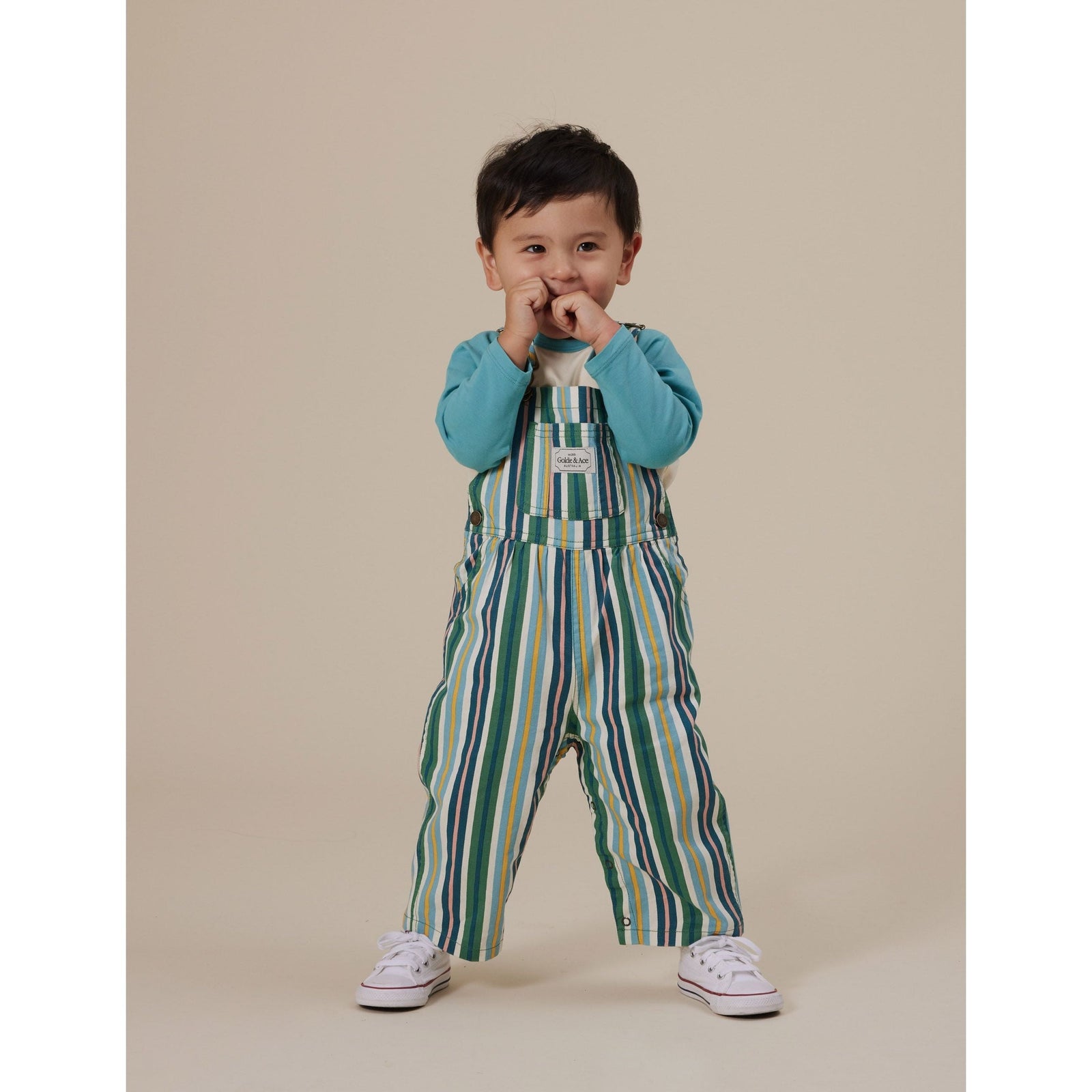 Austin Evergreen Stripe Denim Overalls