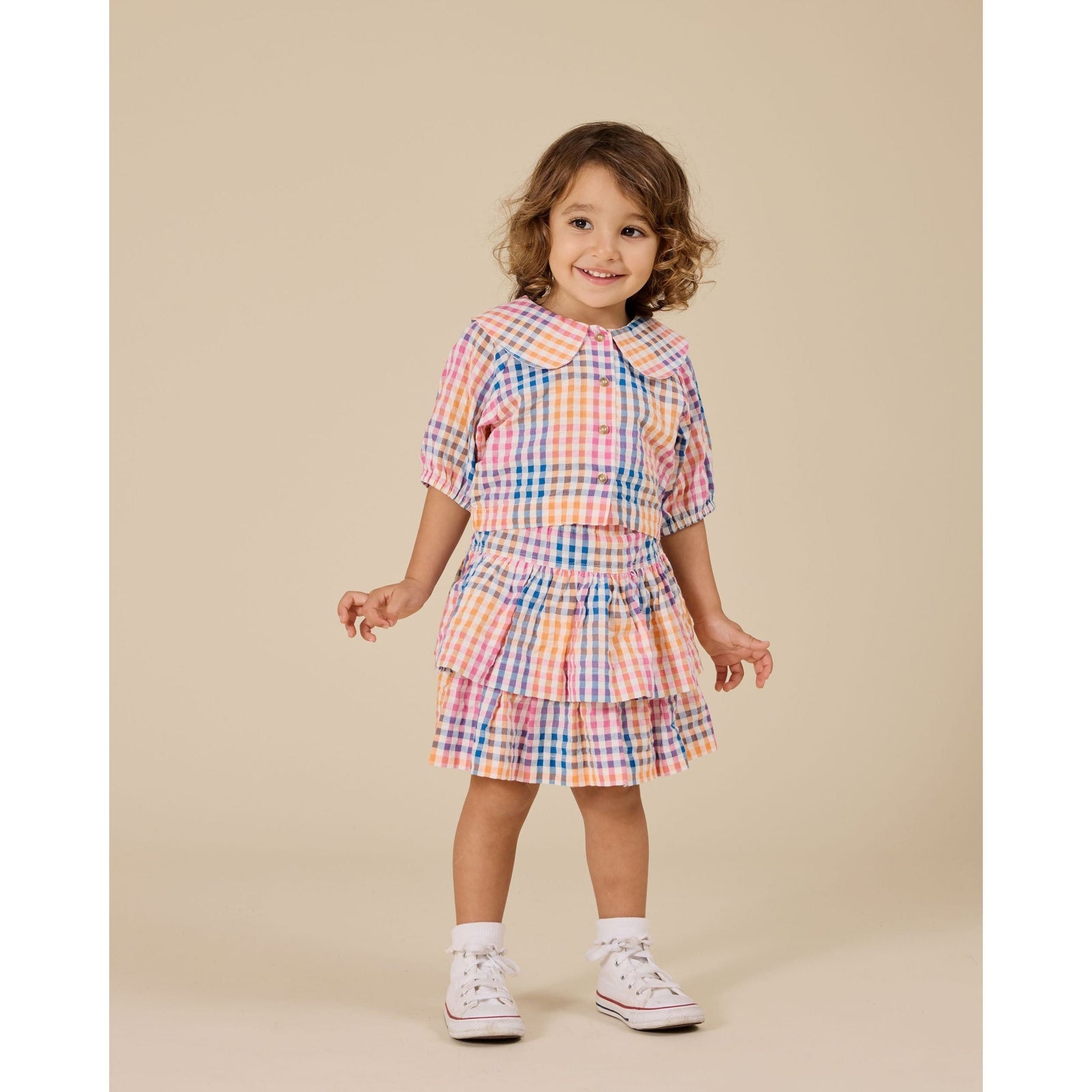 Rainbow Gingham Ria Ruffle Skirt