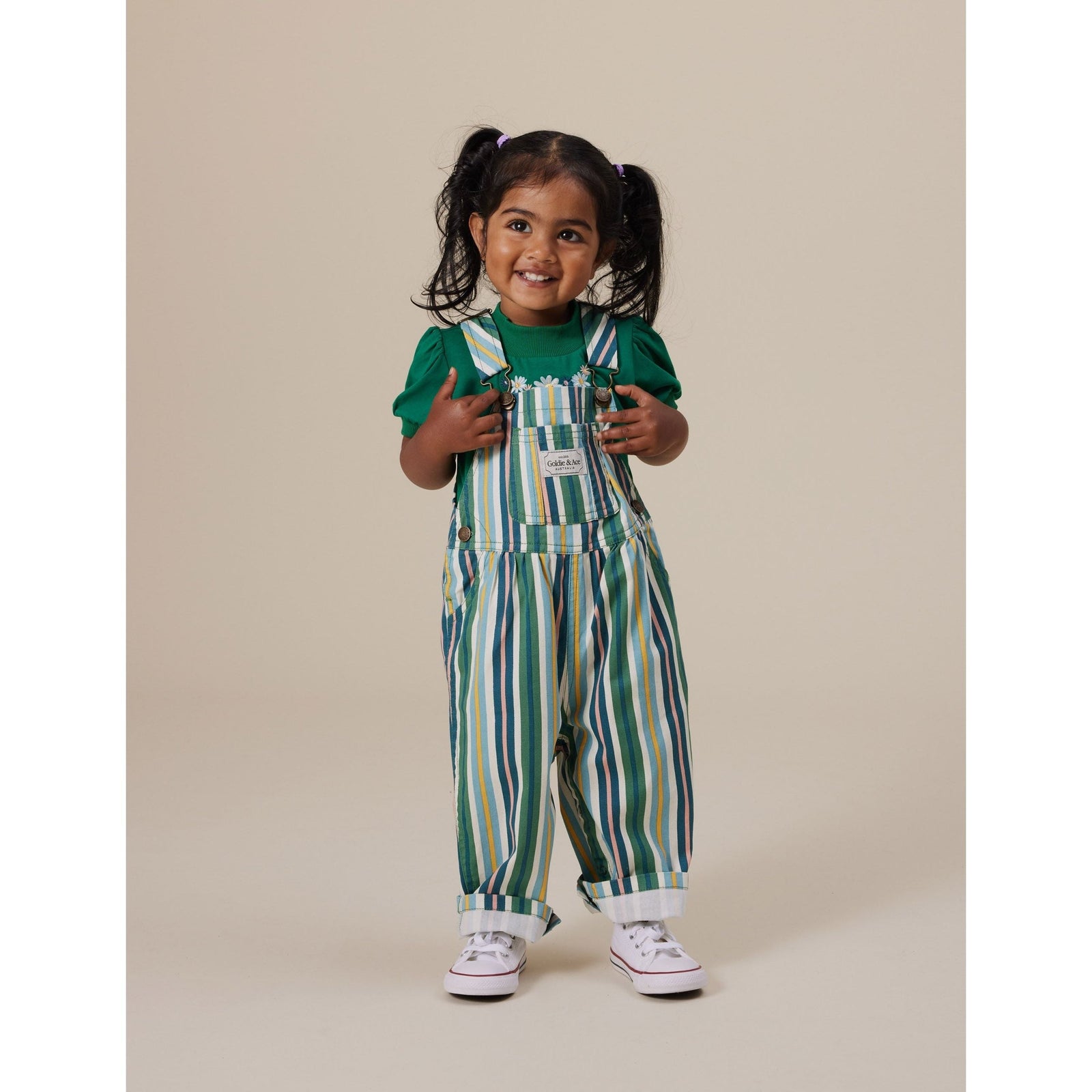 Austin Evergreen Stripe Denim Overalls