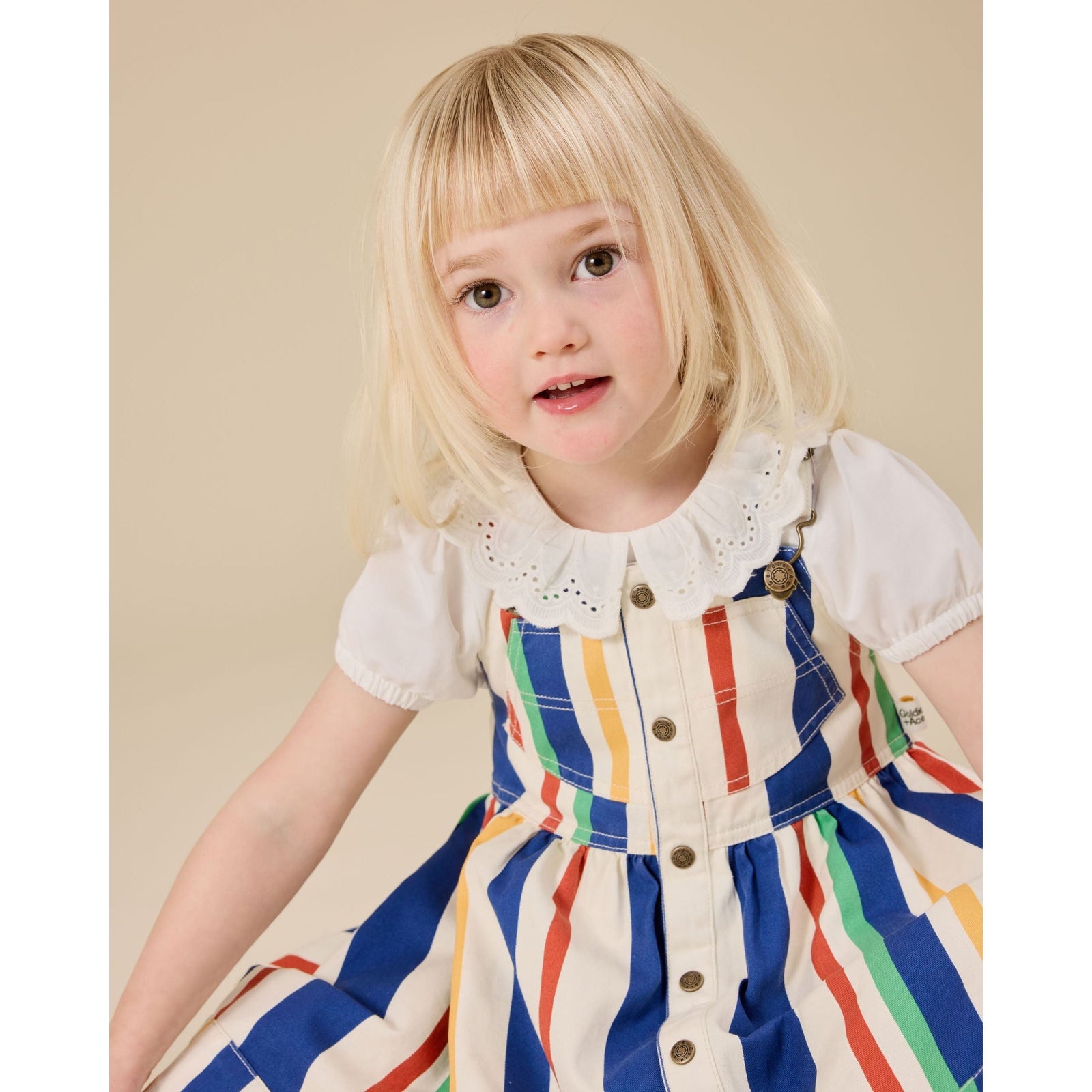 90'S Bold Stripe Heidi Denim Pinafore Dress