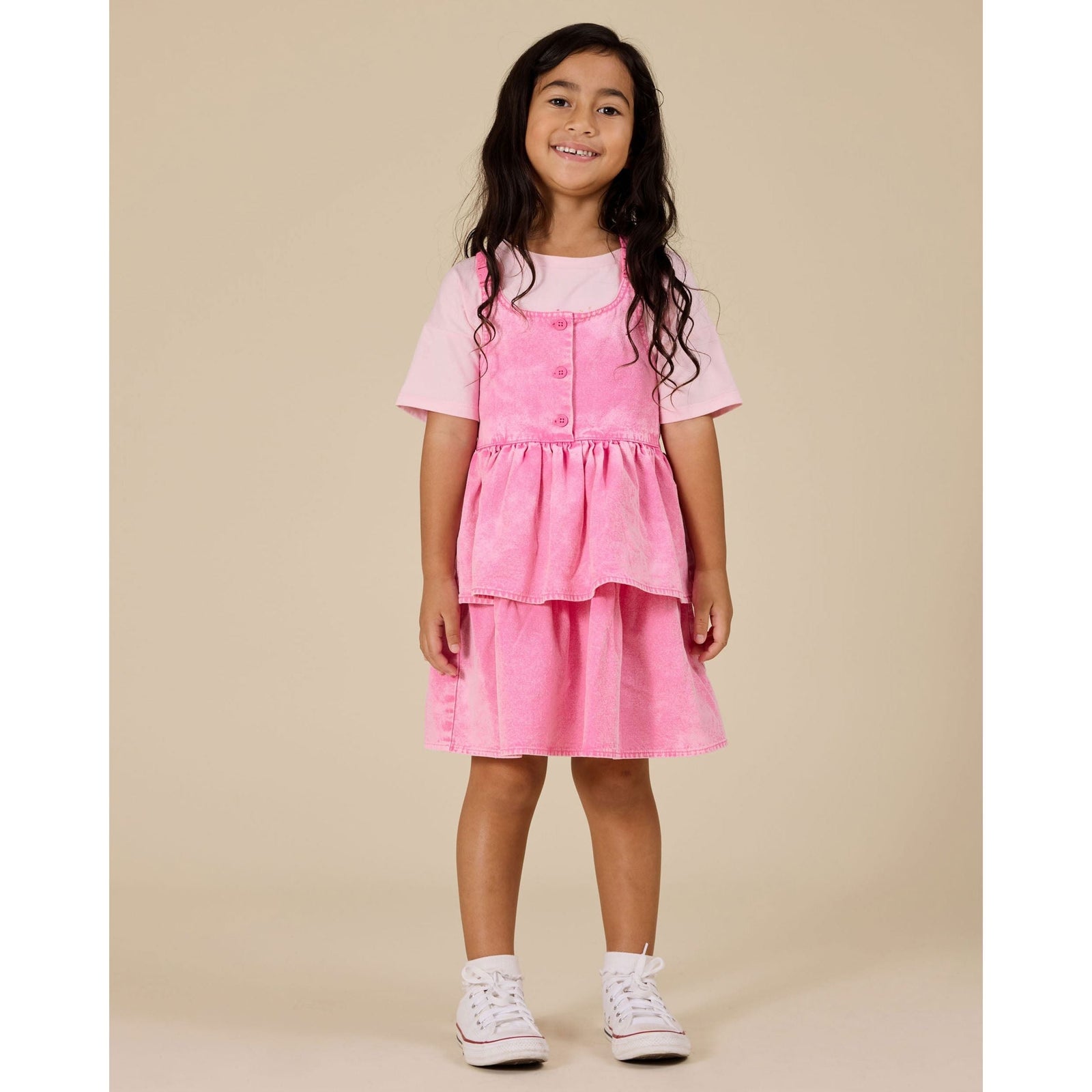 Saskia Denim Frill Pinafore Dress