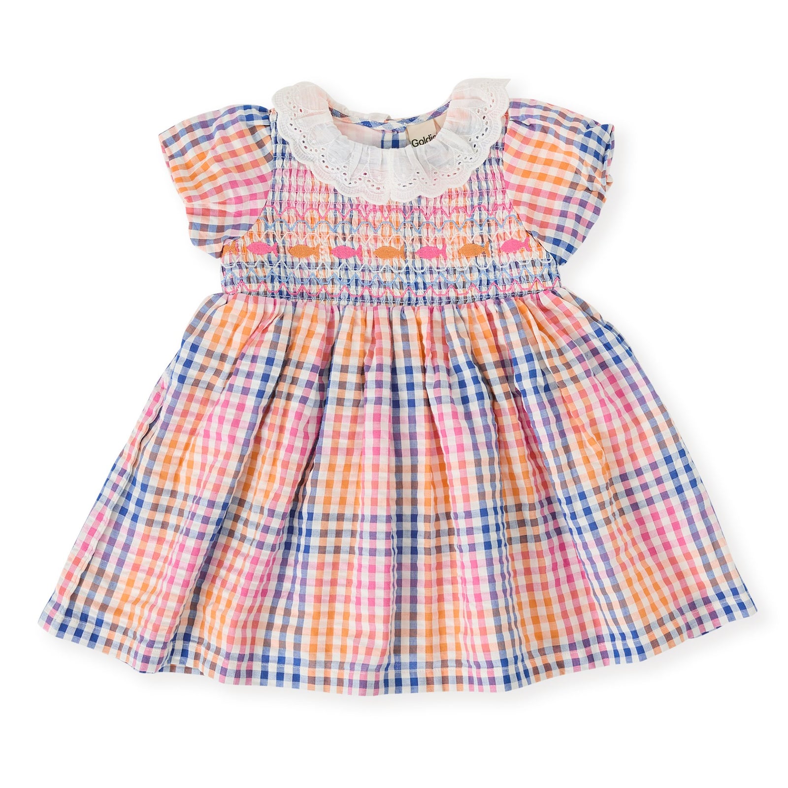 Rainbow Gingham Flo Smocked Dress