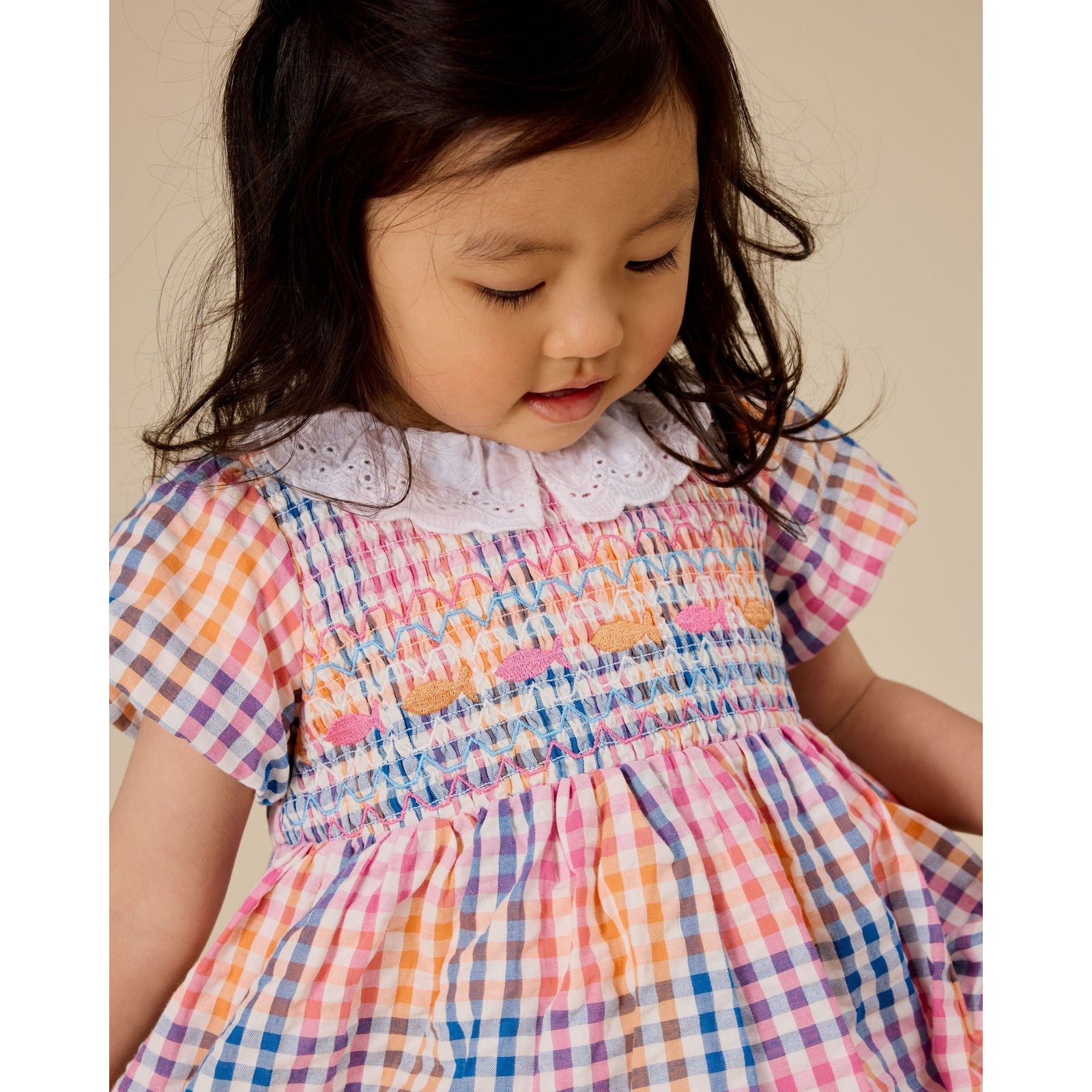 Rainbow Gingham Flo Smocked Dress