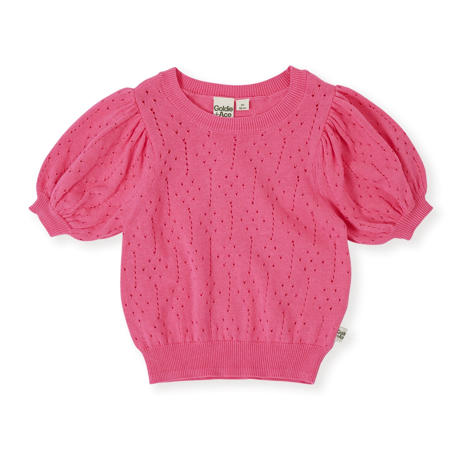 Pointelle Puff Knit Top