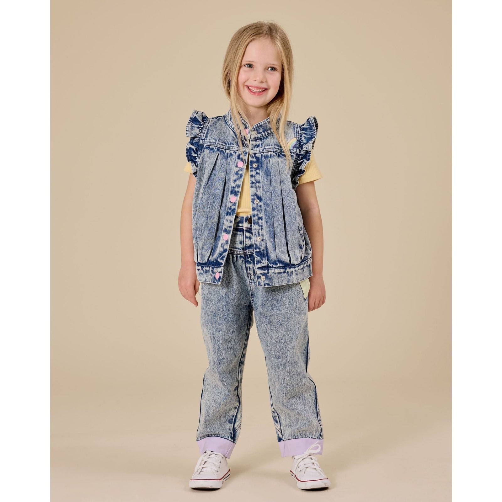 Elodie Embroidered Denim Vest