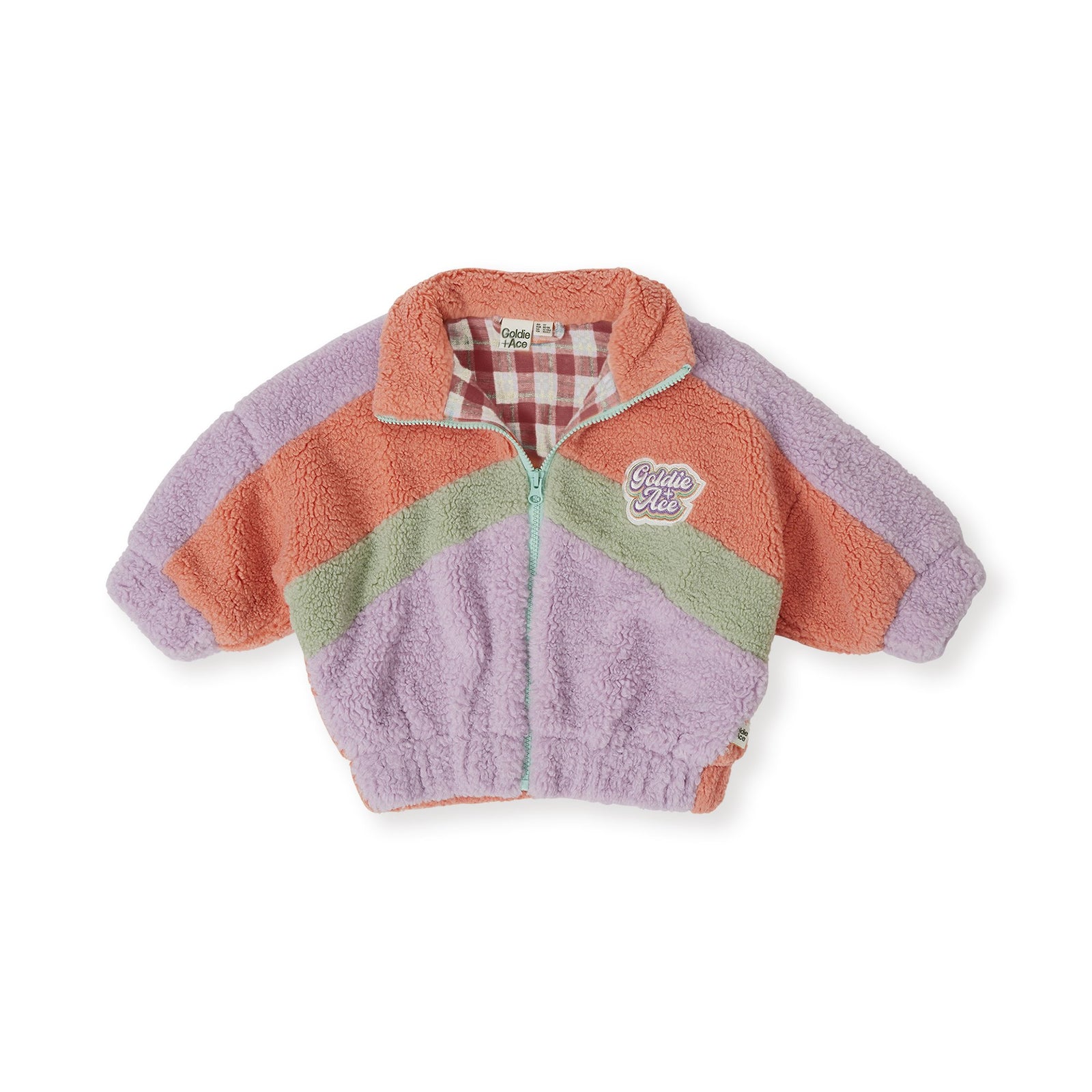 Goldie & Ace Frankie Sherpa Jacket Lilac, product flat lay