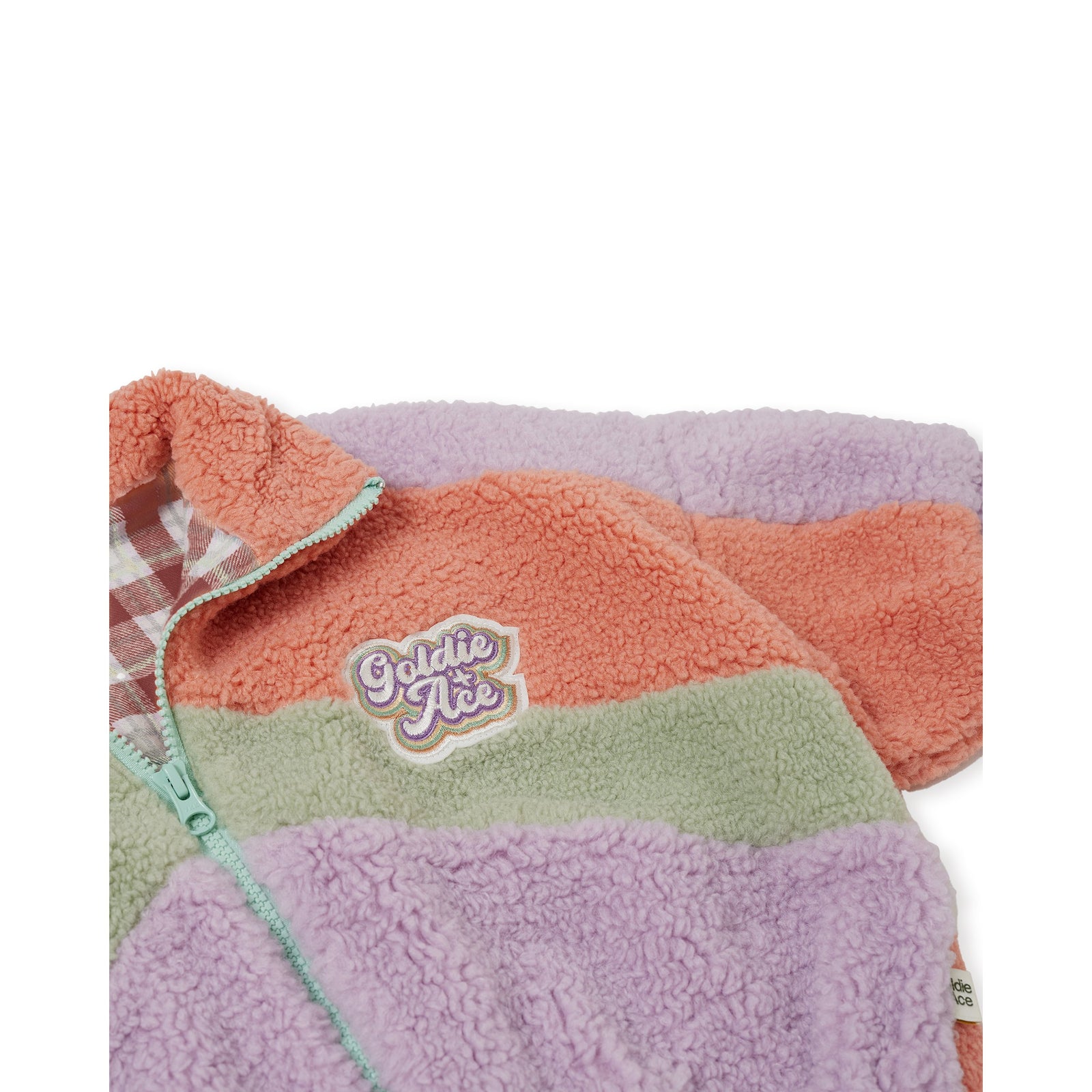 Goldie & Ace Frankie Sherpa Jacket Lilac, product flat lay 3