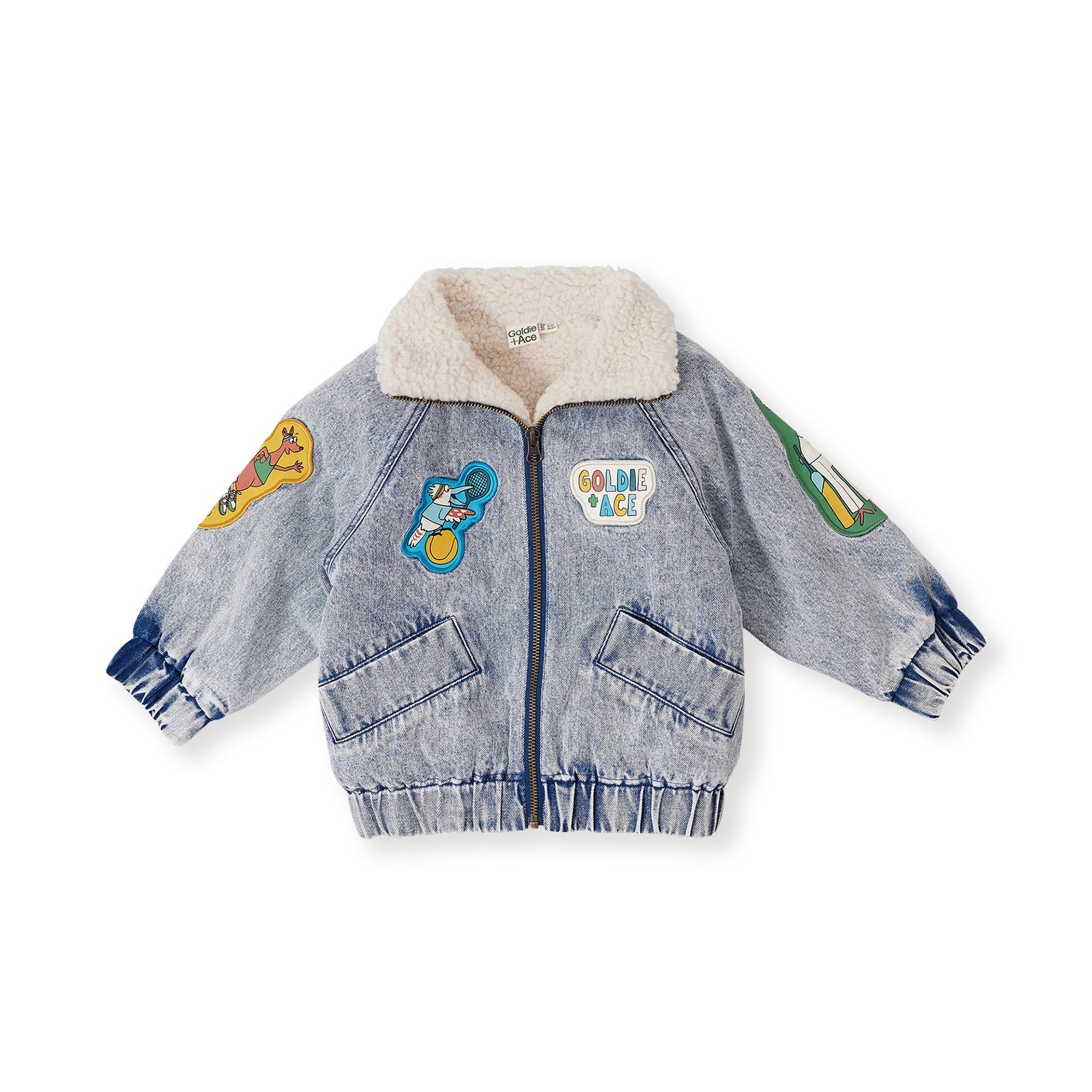 Goldie & Ace Ari Denim Sherpa Jacket, product flat lay