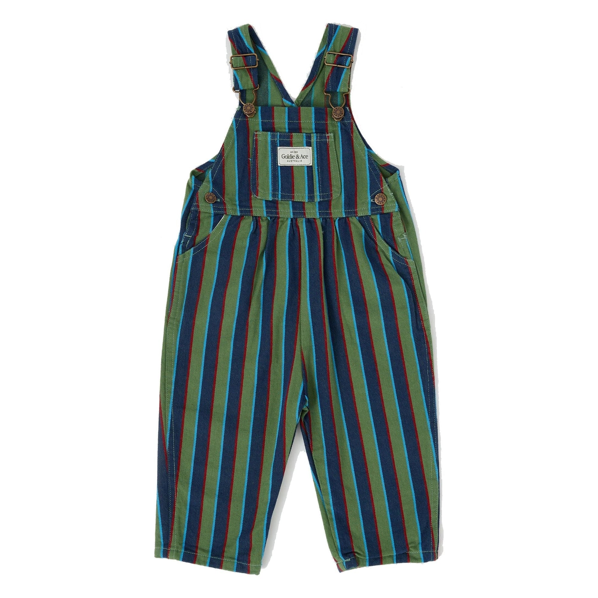 Ace Twill Overalls Heritage Stripe - Green Blue