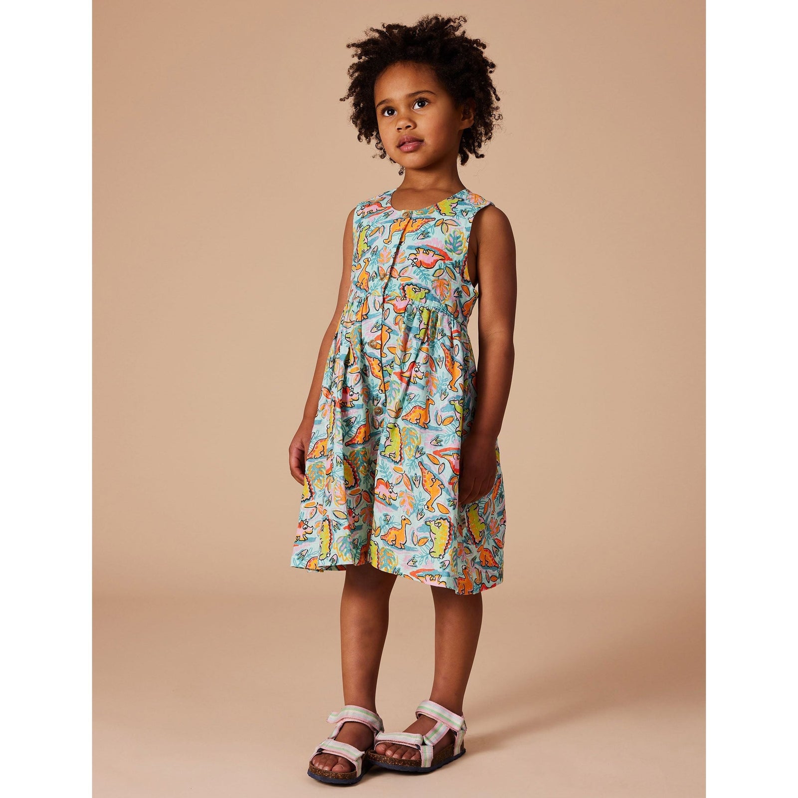 Wendy Y-Back Linen Dress Dino Jungle