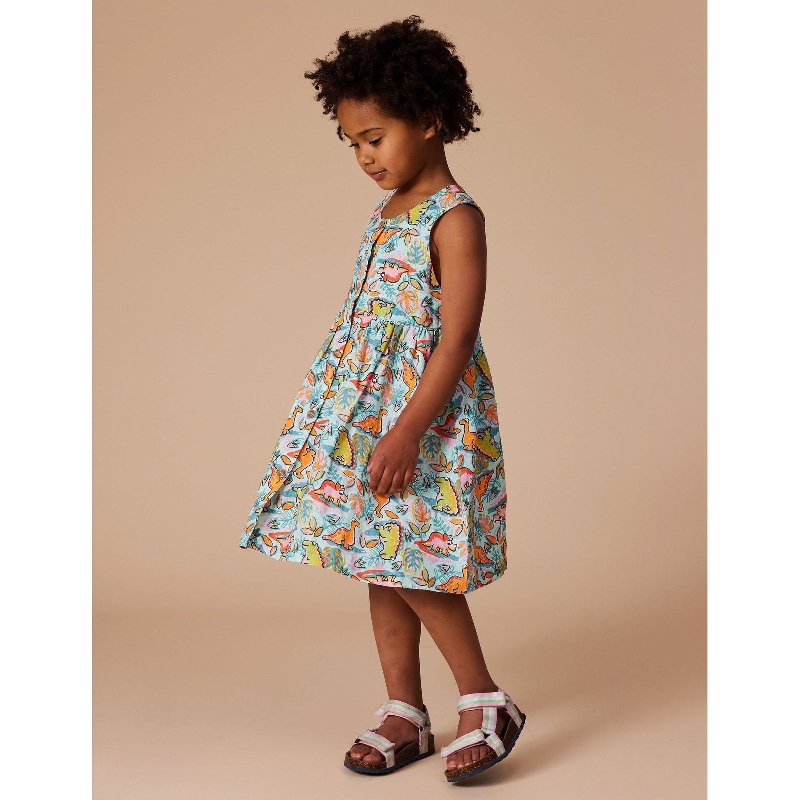 Wendy Y-Back Linen Dress Dino Jungle