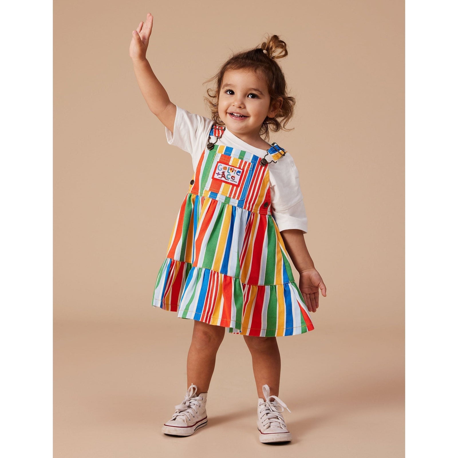 Tully Tiered Pinafore Dress Land Down Under Stripe
