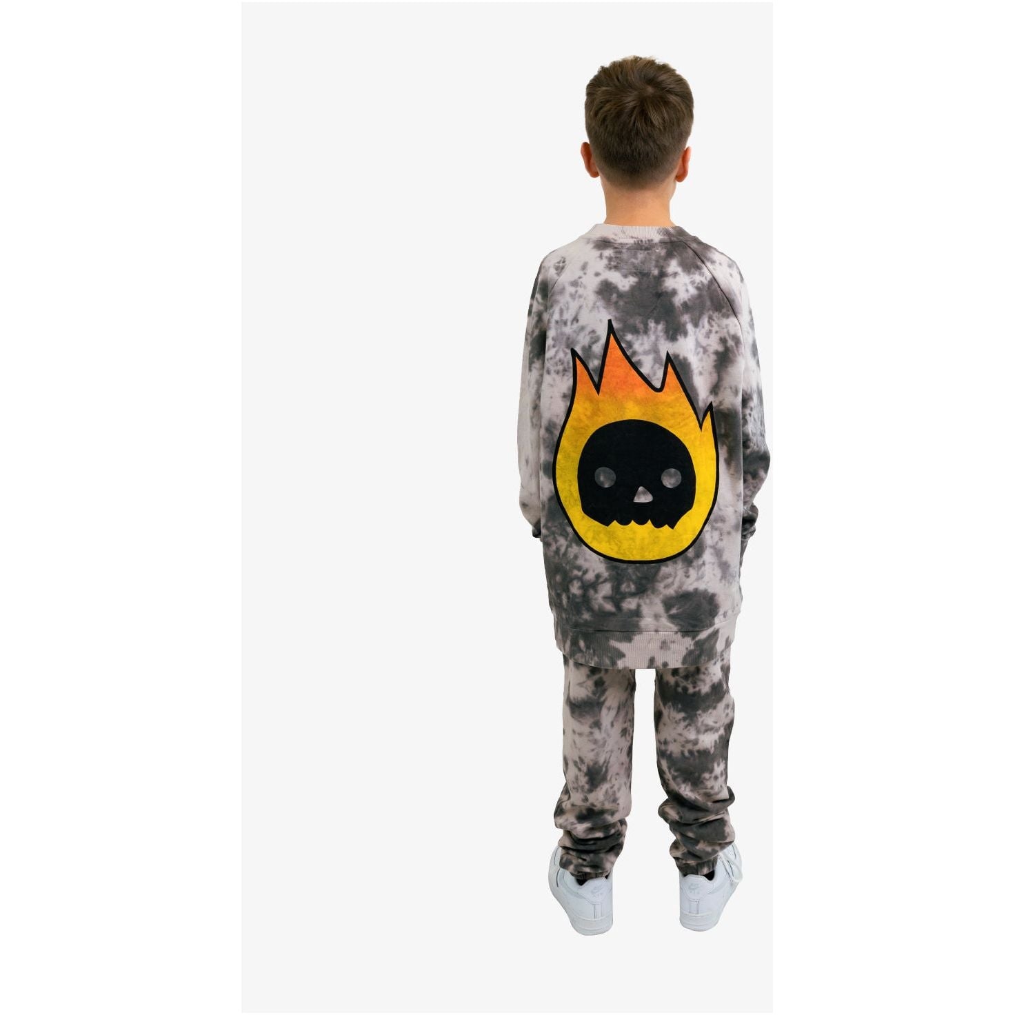 Grey Tie-Dye Flame Guy Crew