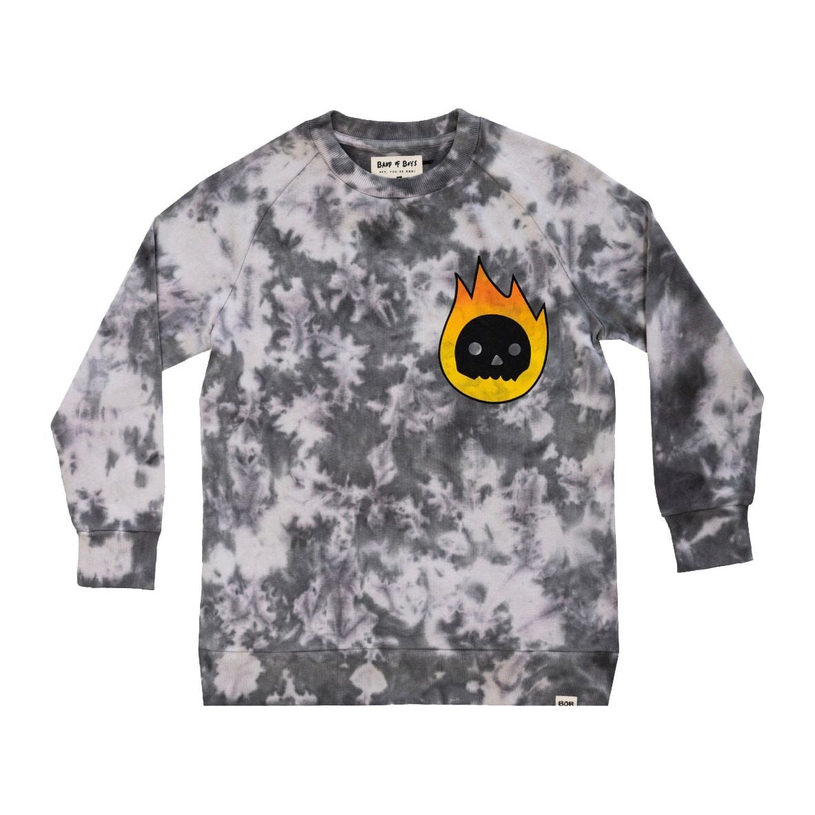 Grey Tie-Dye Flame Guy Crew