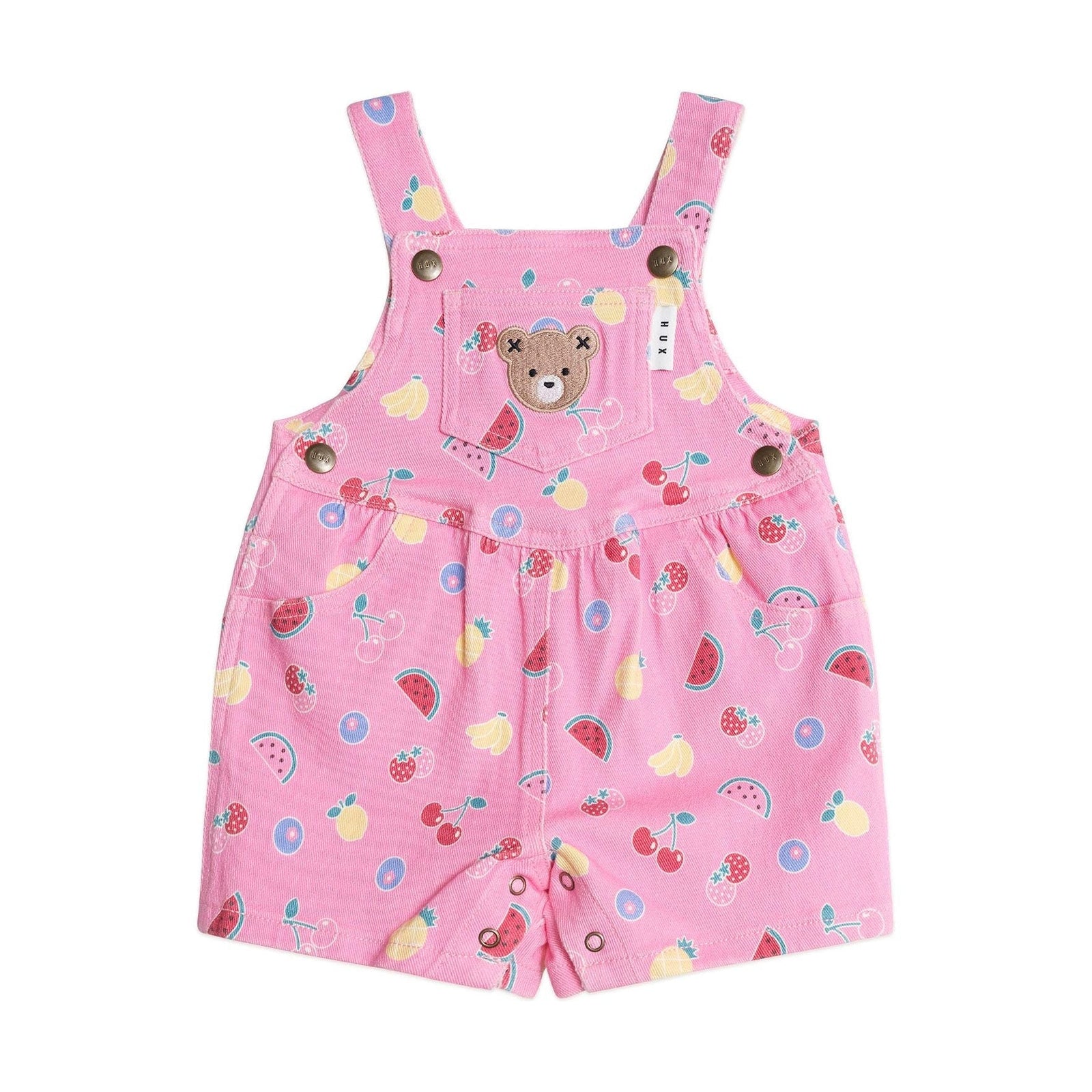 Pink Fruit Emoji Short Overalls