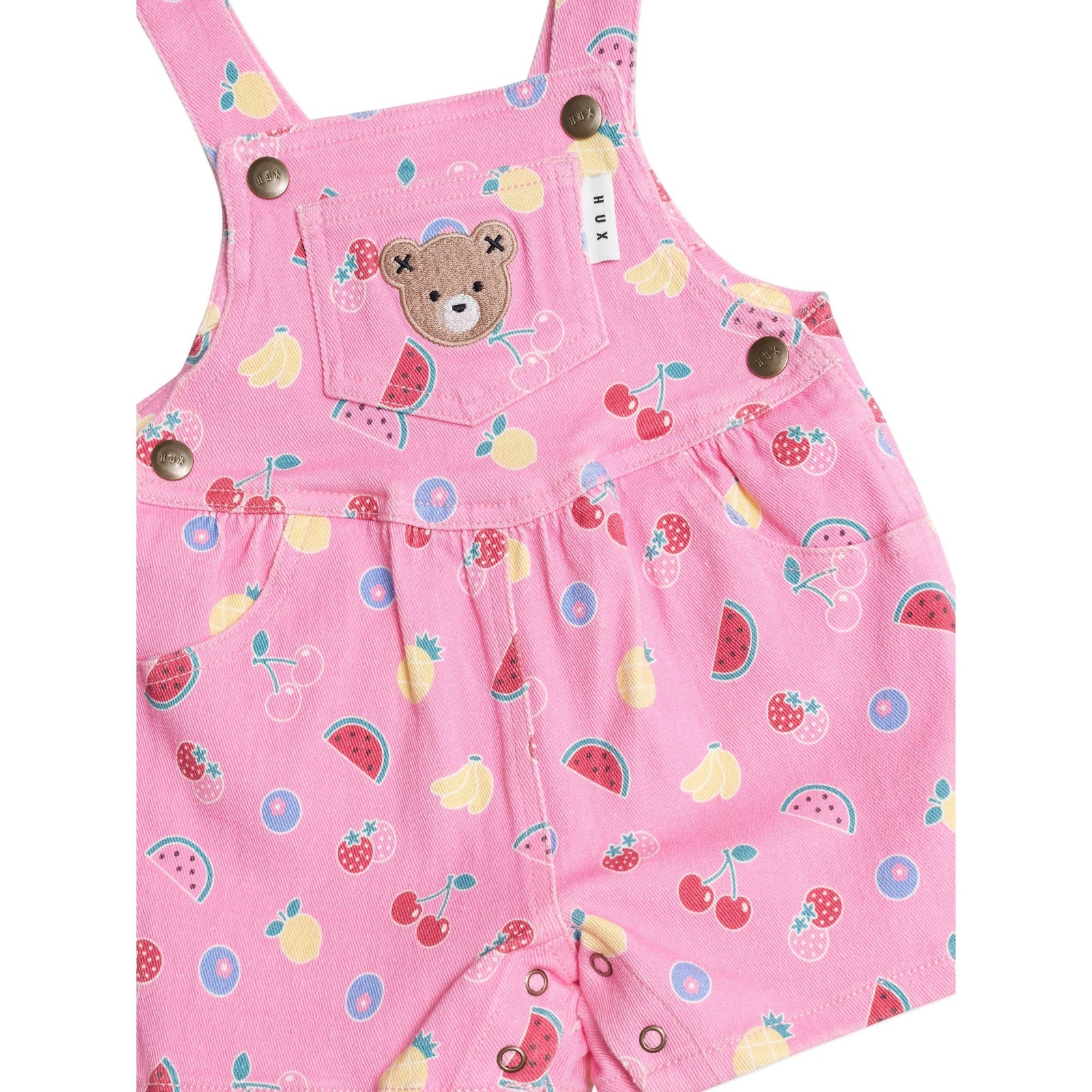 Pink Fruit Emoji Short Overalls