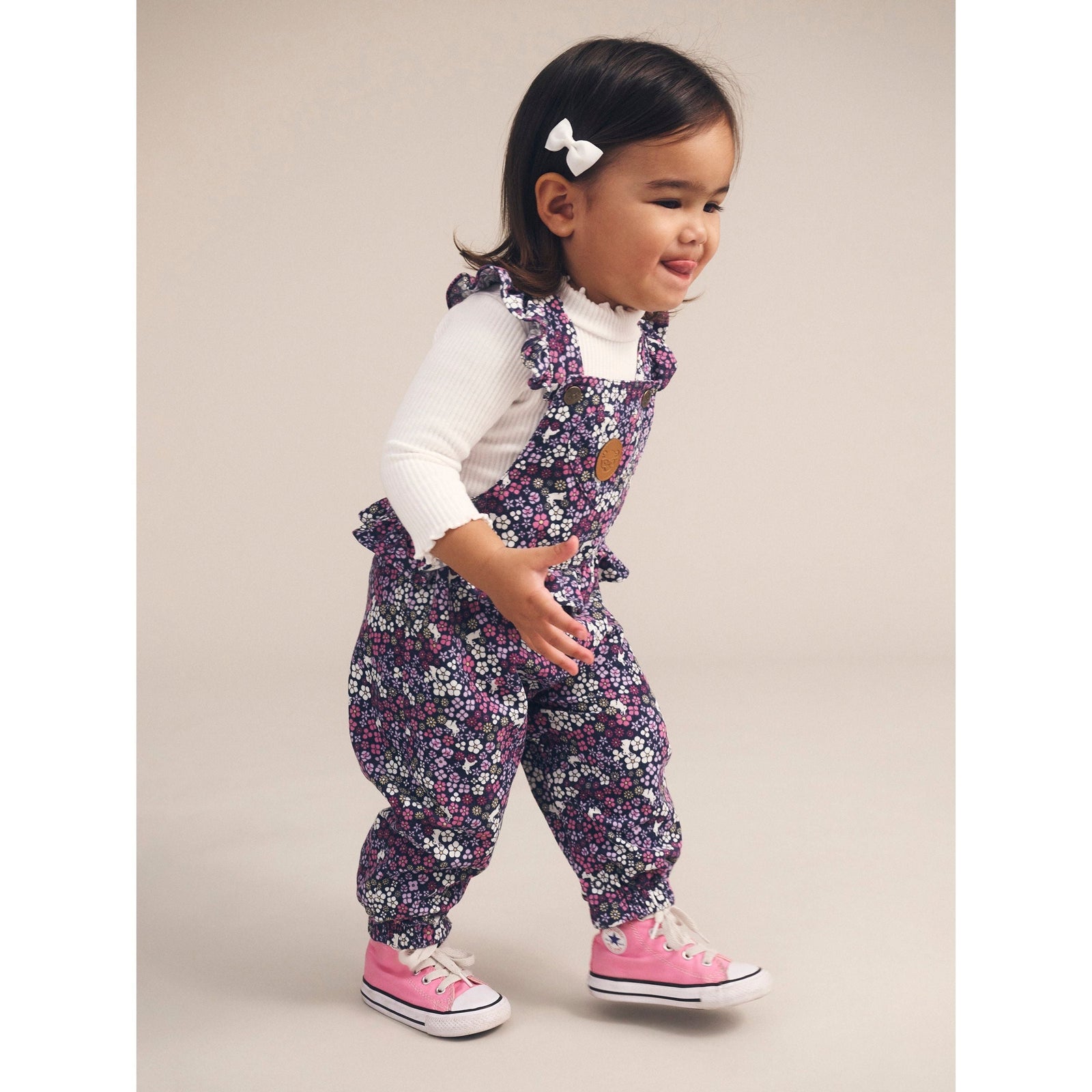 Midnight Flower Garden Frill Overall