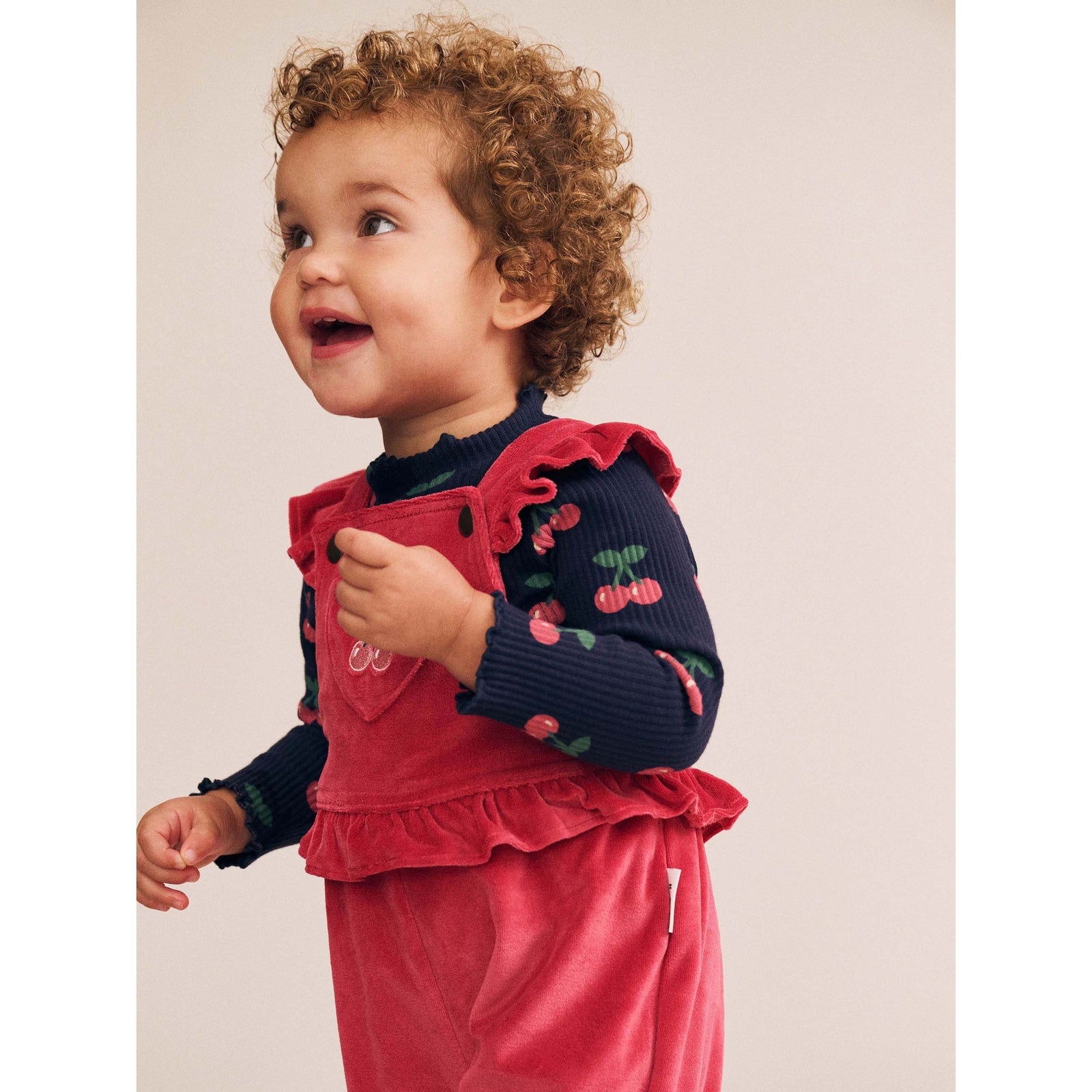 Very Cherry Velour Frill Overall